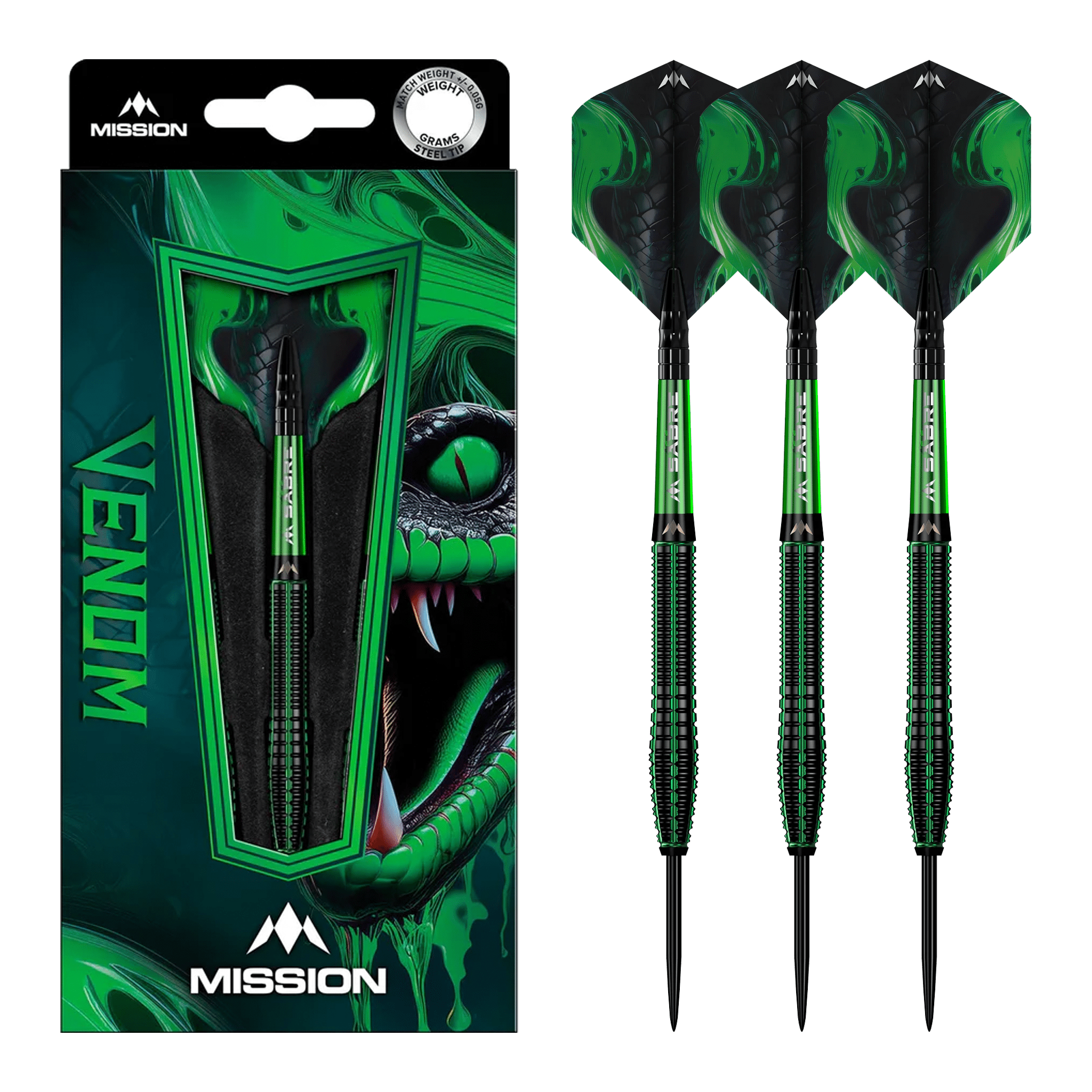 Mission Venom - 90% Tungsten Steel Tip Darts 23 Grams Darts