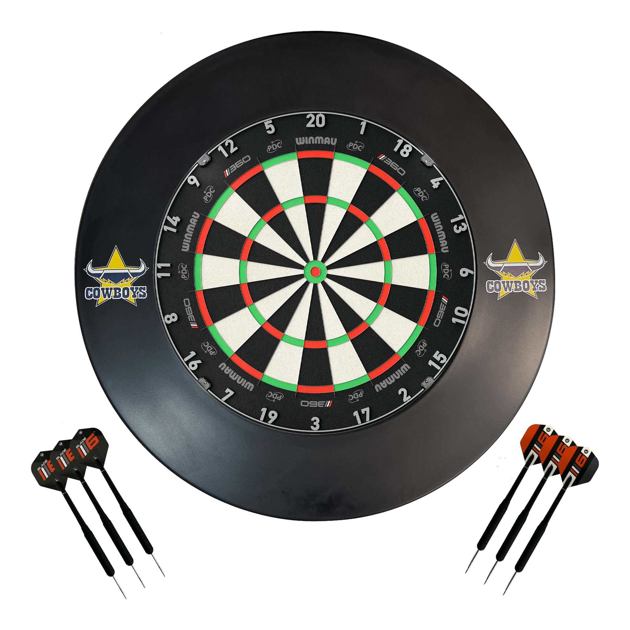 NRL Blade 360 Dartboard, Official NRL Surround & Darts - Complete Darts Set Blade 360 / North Queensland Cowboys Boards