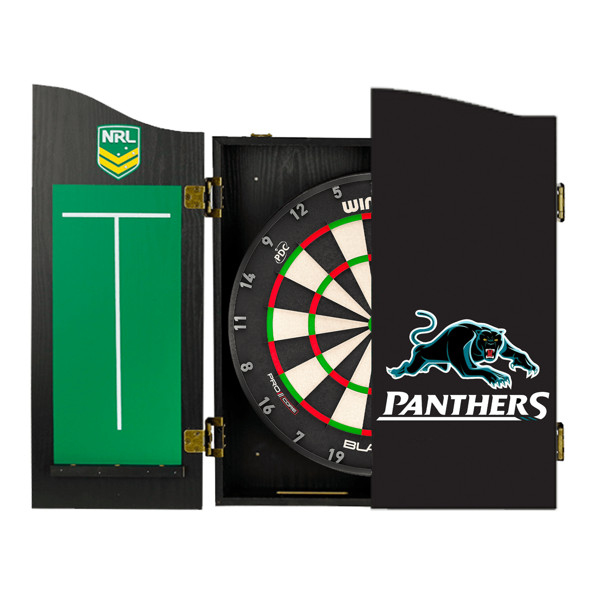 NRL Blade X Dartboard, Official NRL Cabinet & Darts - Complete Darts Set Blade X / Penrith Panthers Boards