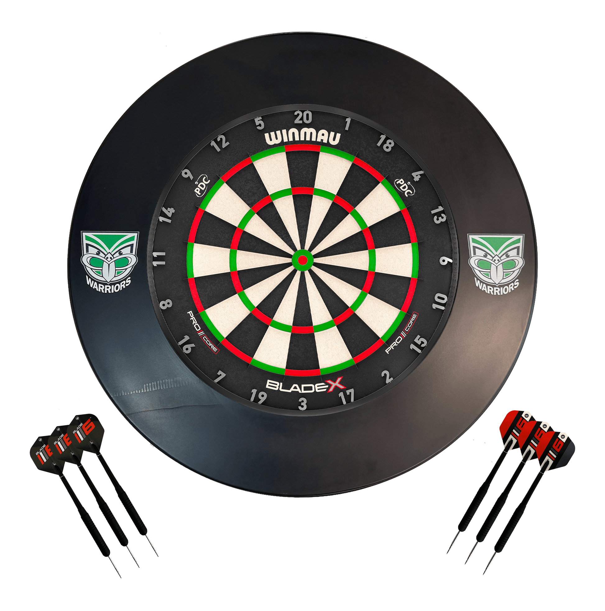 NRL Blade X Dartboard, Official NRL Surround & Darts - Complete Darts Set Blade X / New Zealand Warriors Boards