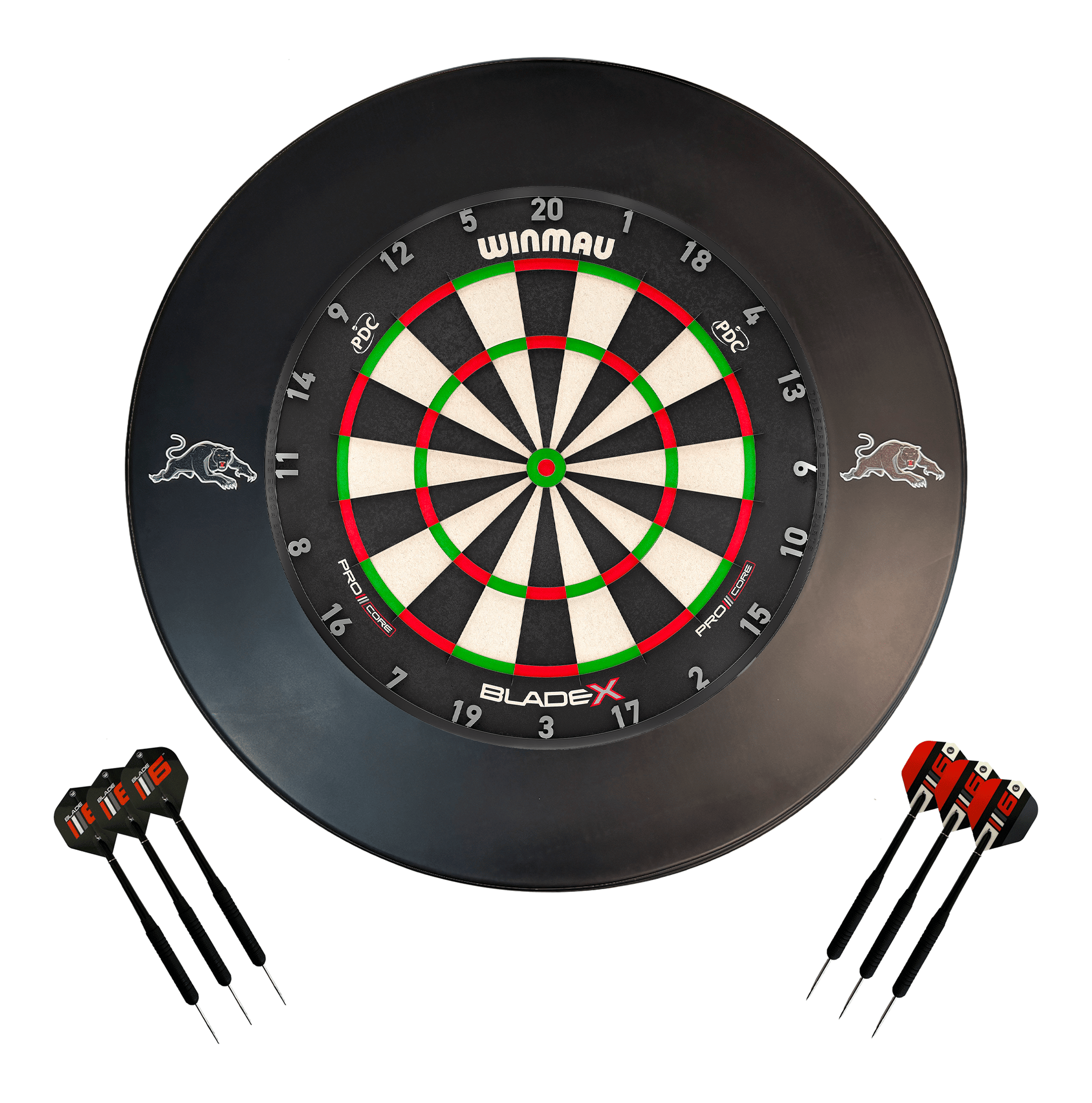 NRL Blade X Dartboard, Official NRL Surround & Darts - Complete Darts Set Blade X / Penrith Panthers Boards