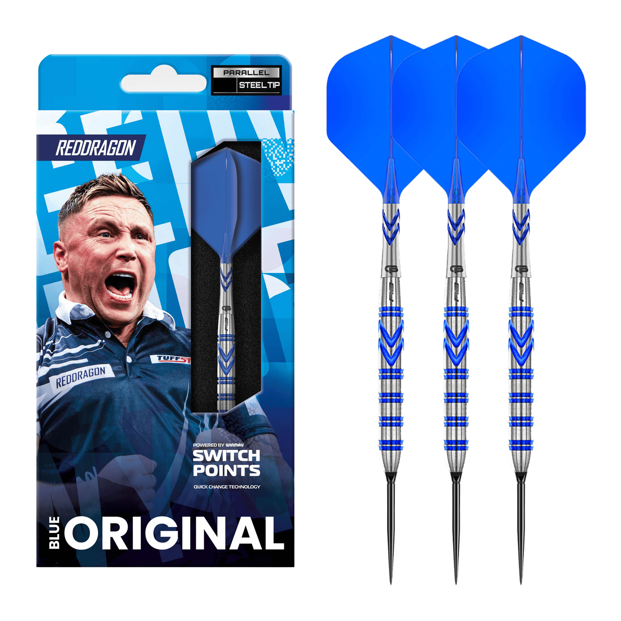 Red Dragon Gerwyn Price Iceman Blue Switch Point - 90% Tungsten Steel Tip Darts 23 Grams Darts