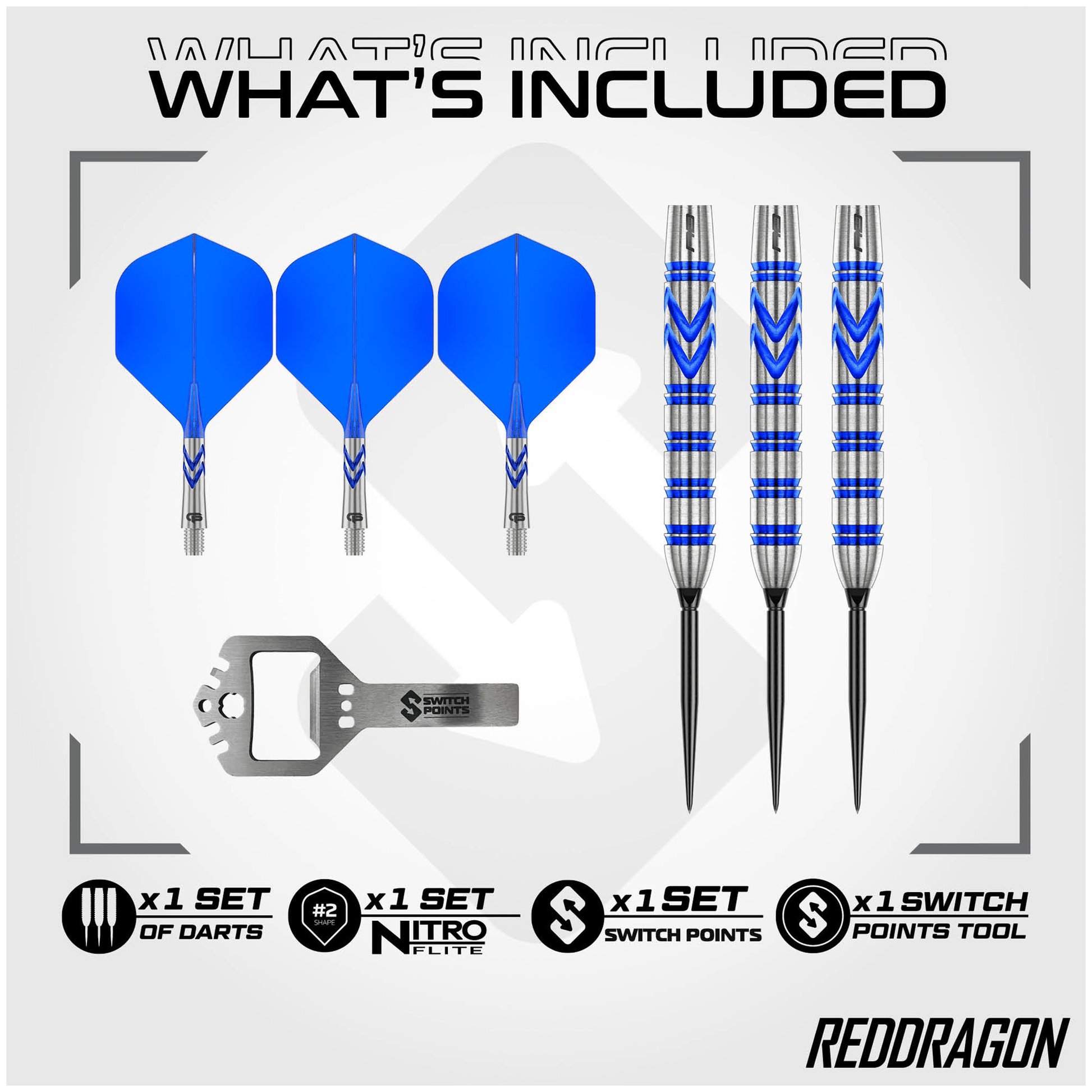 Red Dragon Gerwyn Price Iceman Blue Switch Point - 90% Tungsten Steel Tip Darts Darts