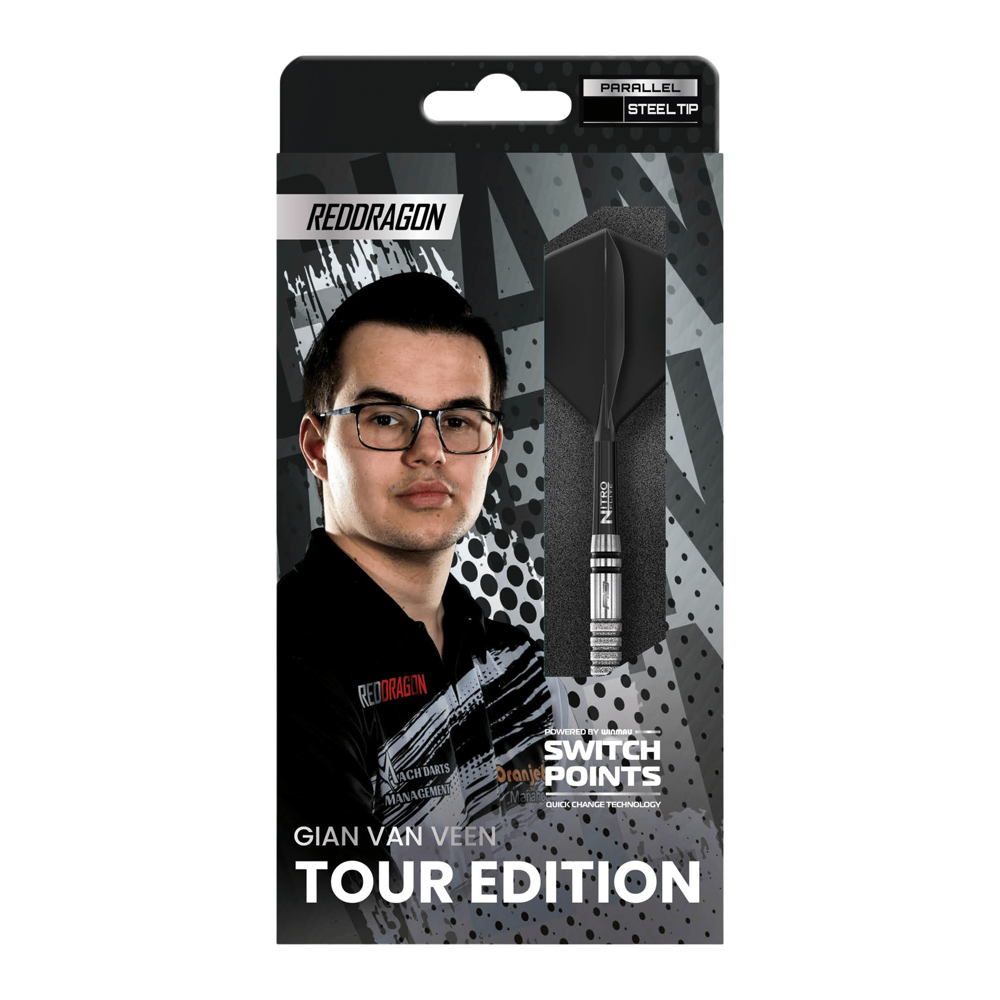 Red Dragon Gian Van Veen Tour Edition Switch Point - 90% Tungsten Steel Tip Darts 21 Grams Darts