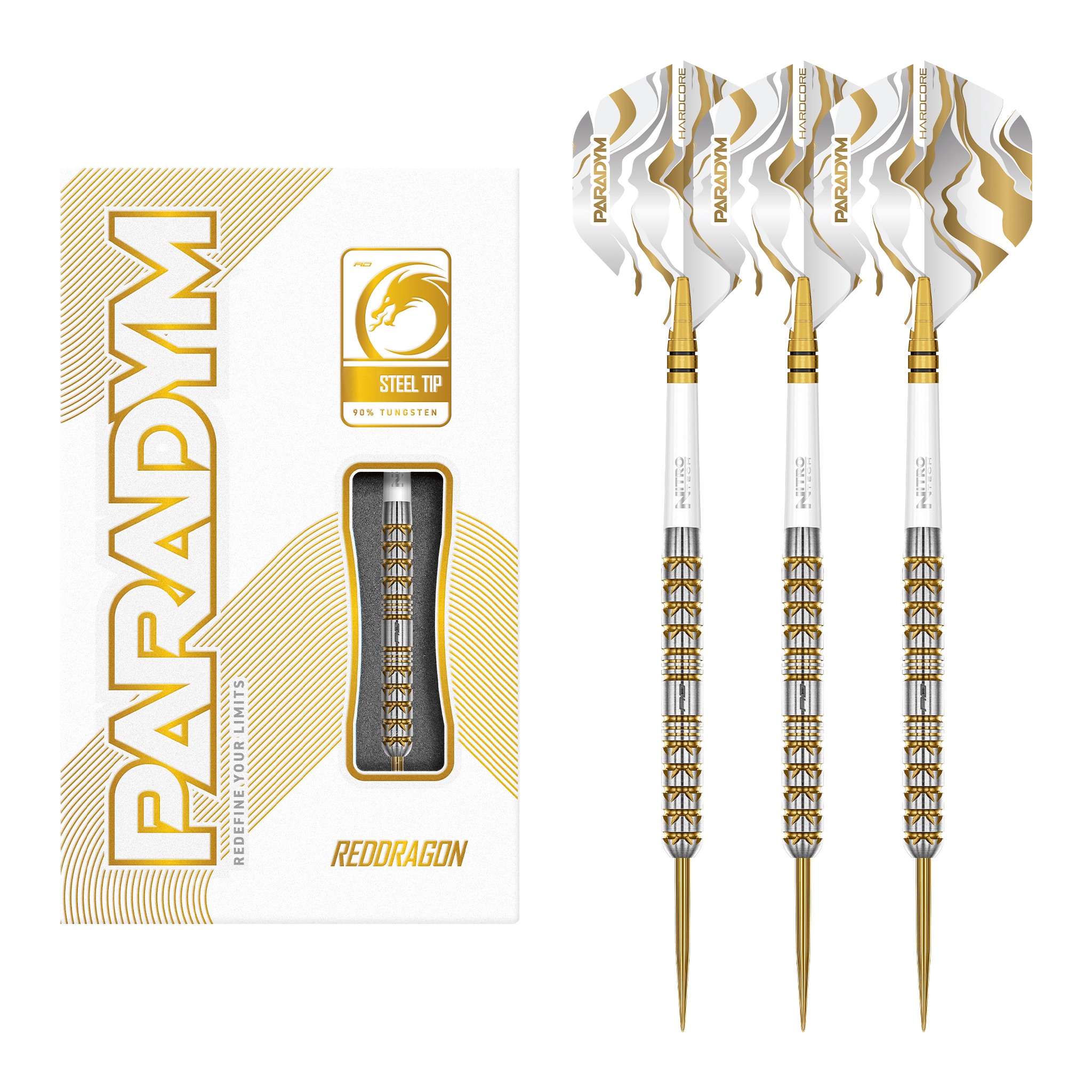 Red Dragon Paradym Gold Parallel - 90% Tungsten Steel Tip Darts 22 Grams Darts