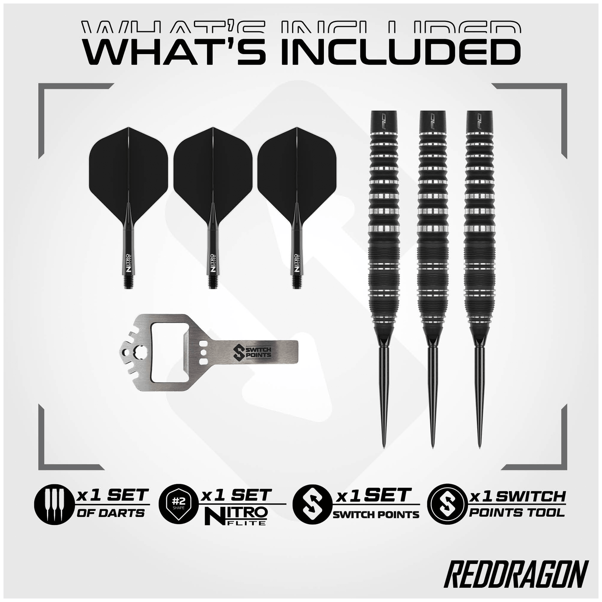 Red Dragon Sable Torpedo Switch Point - 90% Steel Tip Darts Darts