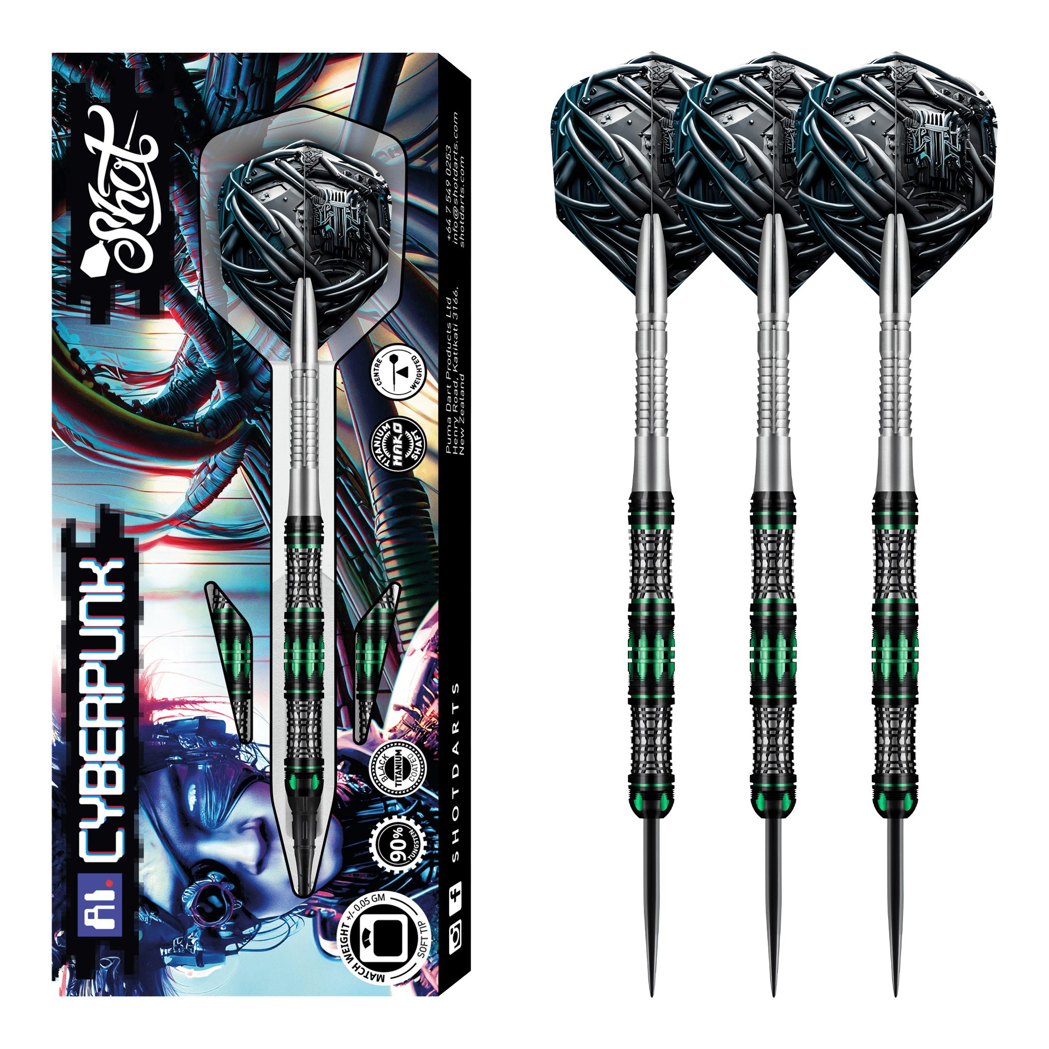 Shot AI Cyberpunk - 90% Tungsten Steel Tip Darts Darts
