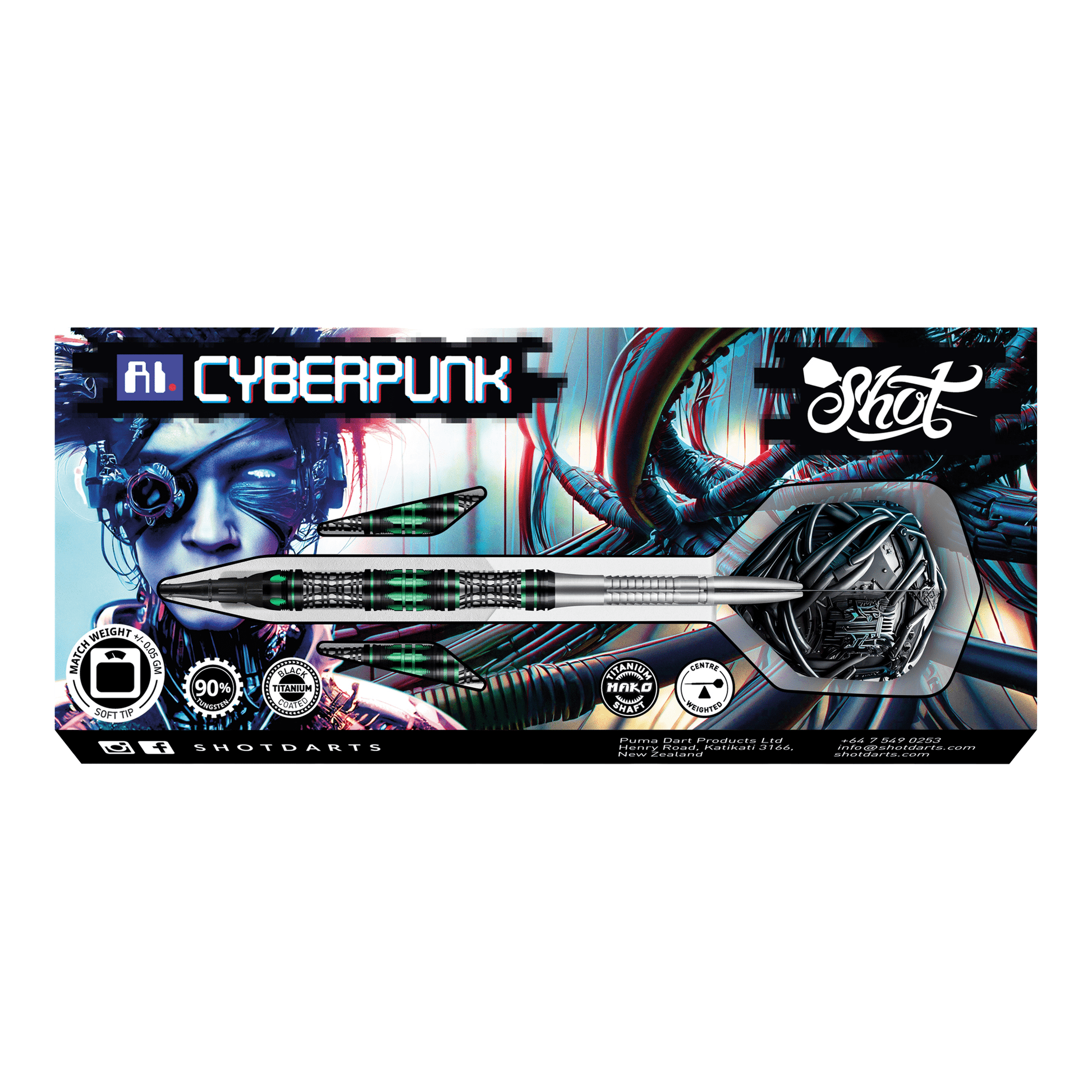 Shot AI Cyberpunk - 90% Tungsten Steel Tip Darts Darts