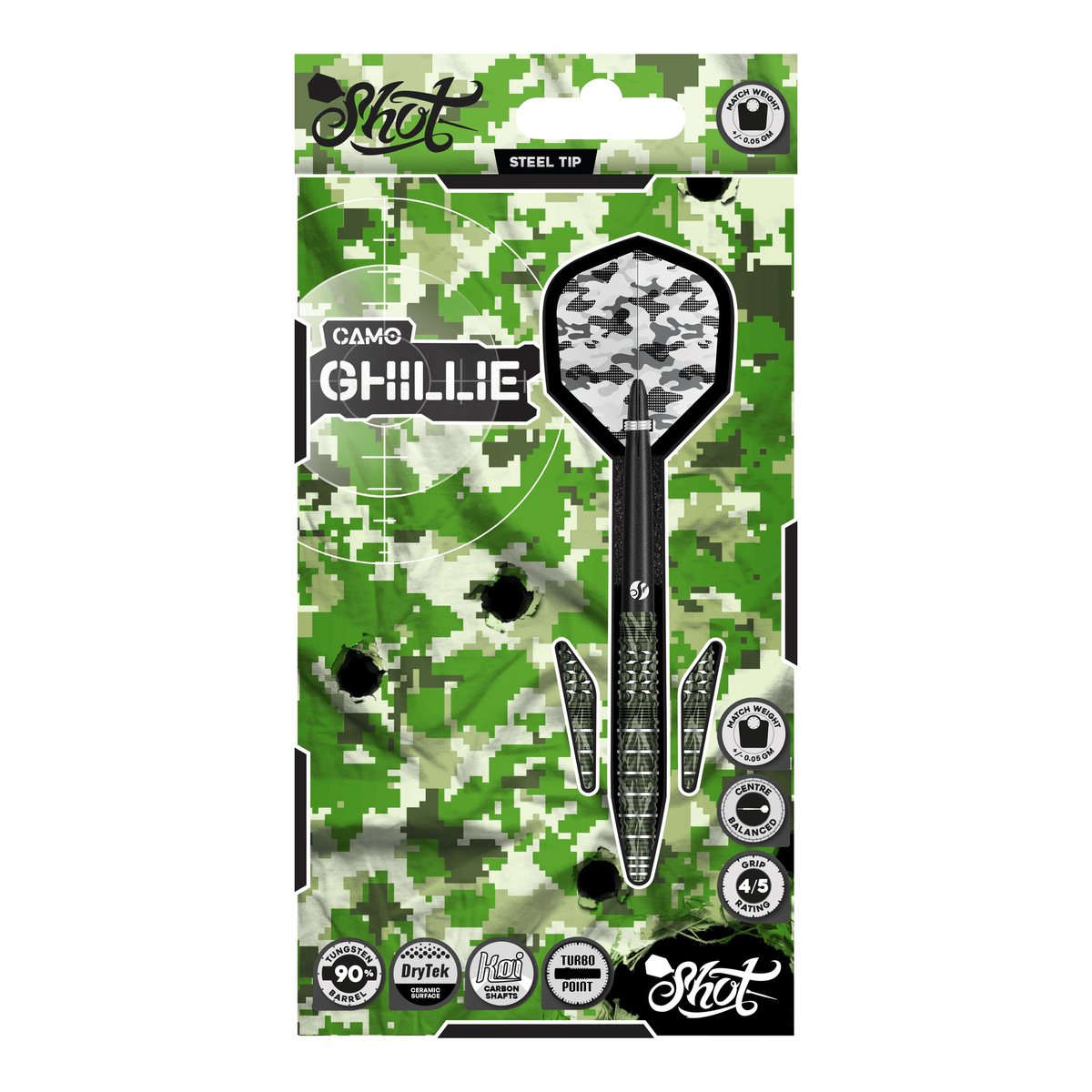 Shot Camo Ghillie Turbo Point - 90% Tungsten Steel Tip Darts Darts