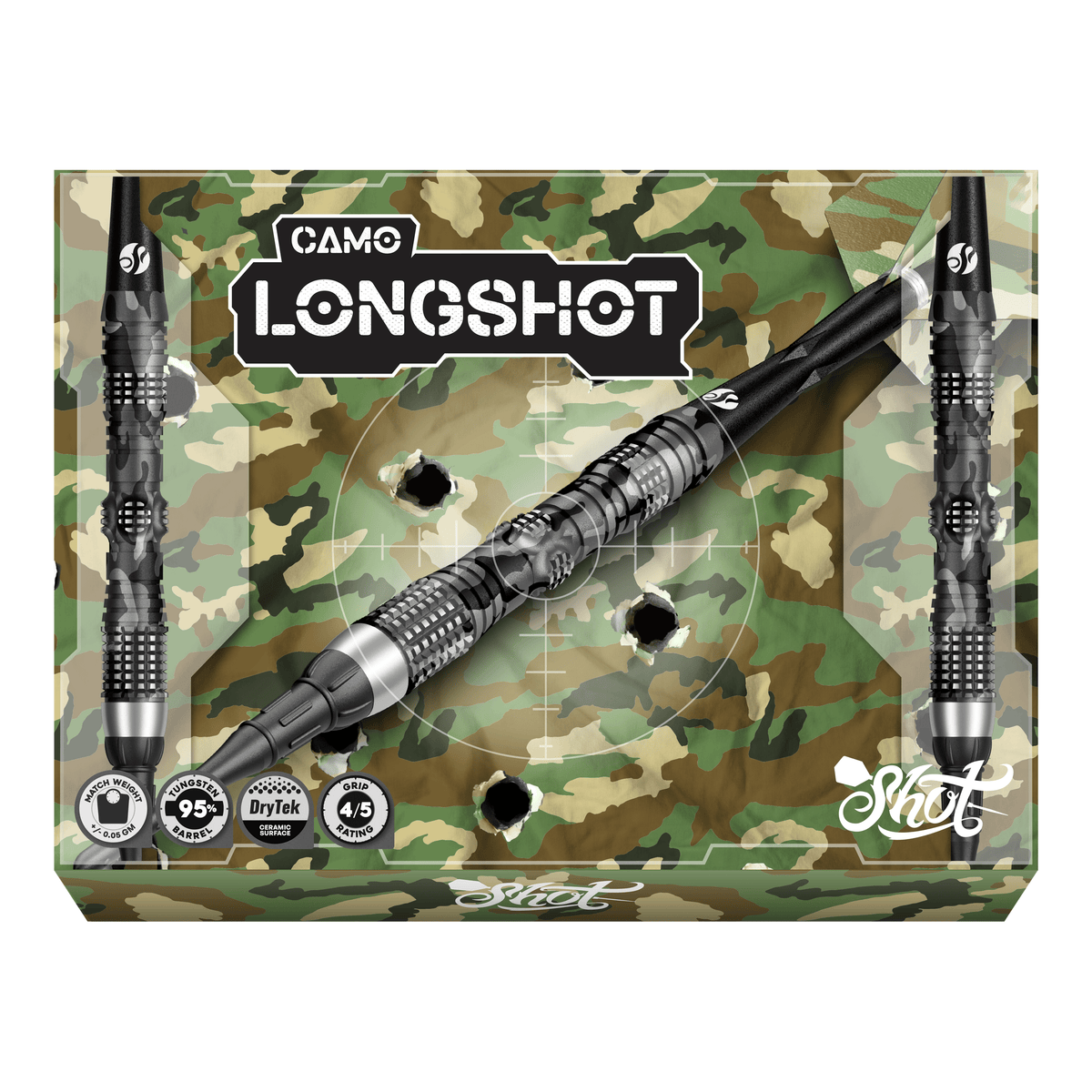 Shot Camo Longshot Turbo Point - 95% Tungsten Steel Tip Darts Darts