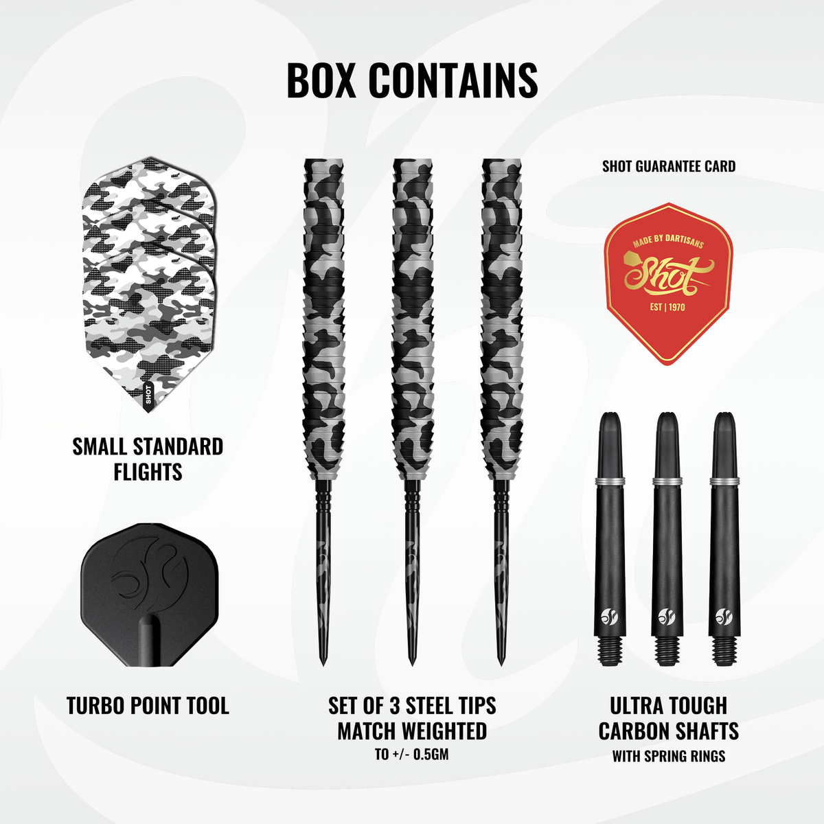 Shot Camo Polar Turbo Point - 90% Tungsten Steel Tip Darts Darts