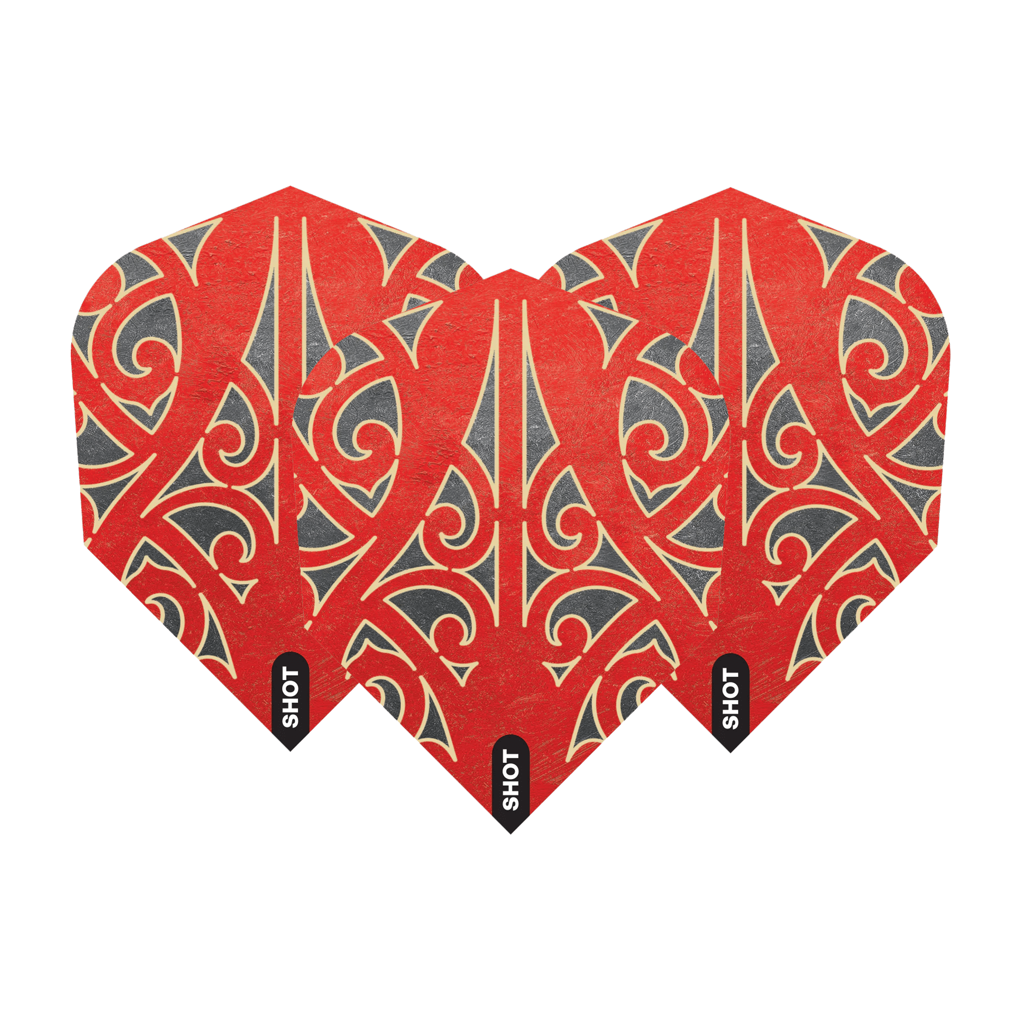 Shot Warrior Taiaha - Dart Flights Small Standard / Red Flights & Shafts