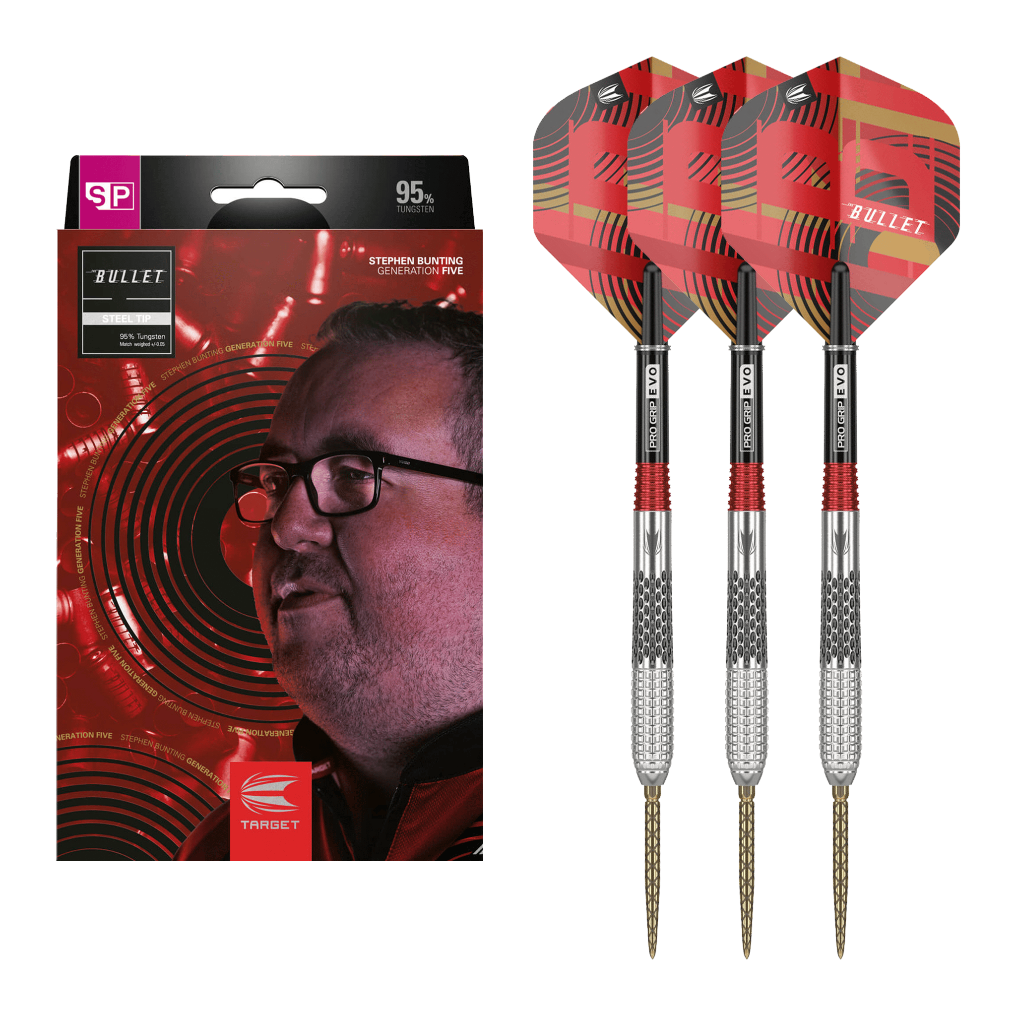 Target Stephen Bunting Gen 5 Void Swiss Point - 95% Tungsten Steel Tip Darts 18 Grams Darts