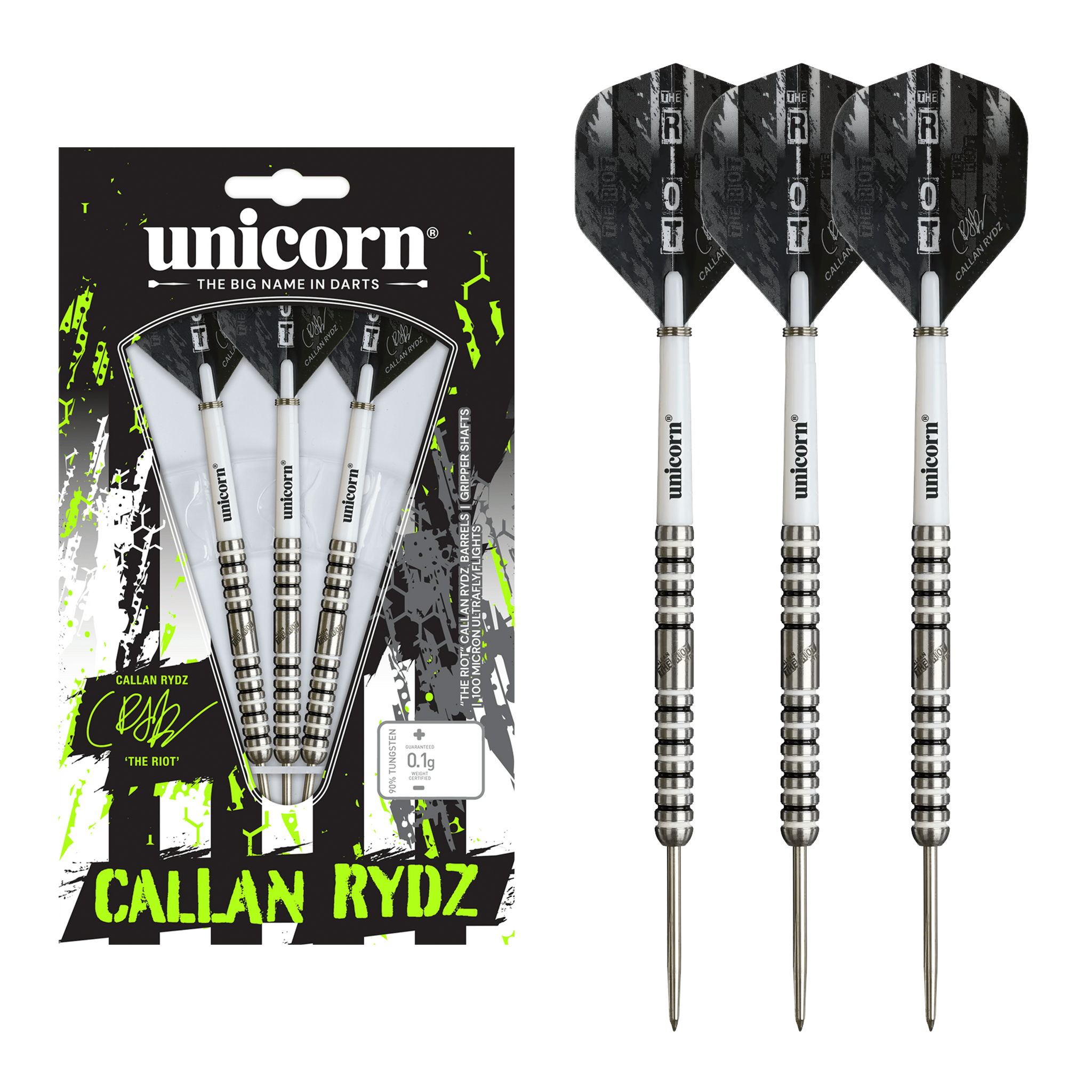 Unicorn Callan Rydz The Riot Phase 2 - 90% Tungsten Steel Tip Darts 20 Grams Darts