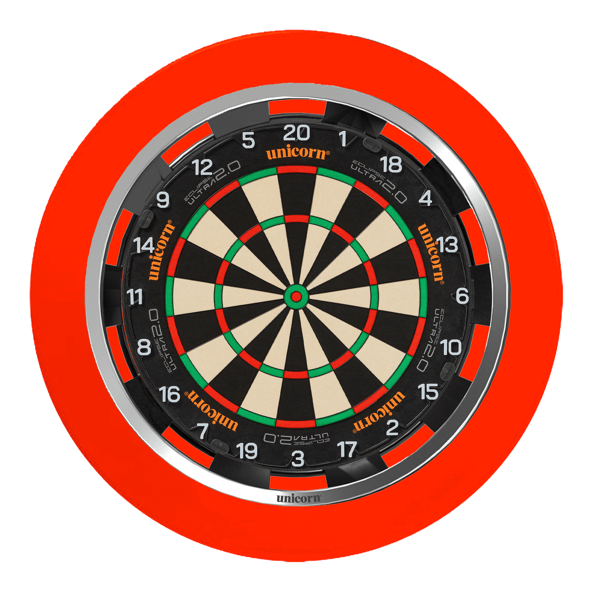 Unicorn Eclipse Ultra Dartboard, Surround & Solar Flare Light Bundle Ultra 2.0 / Red / Solar Flare Boards