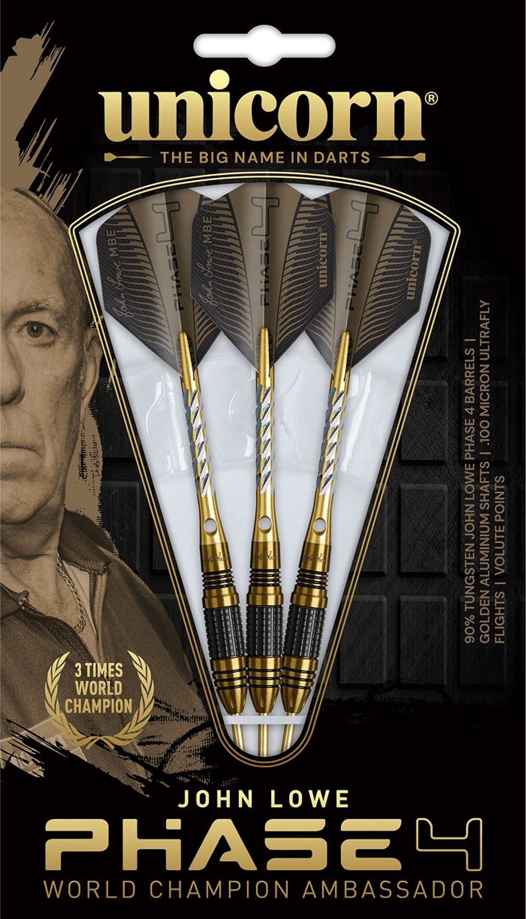 Unicorn John Lowe Phase 4 - 90% Tungsten Steel Tip Darts Darts