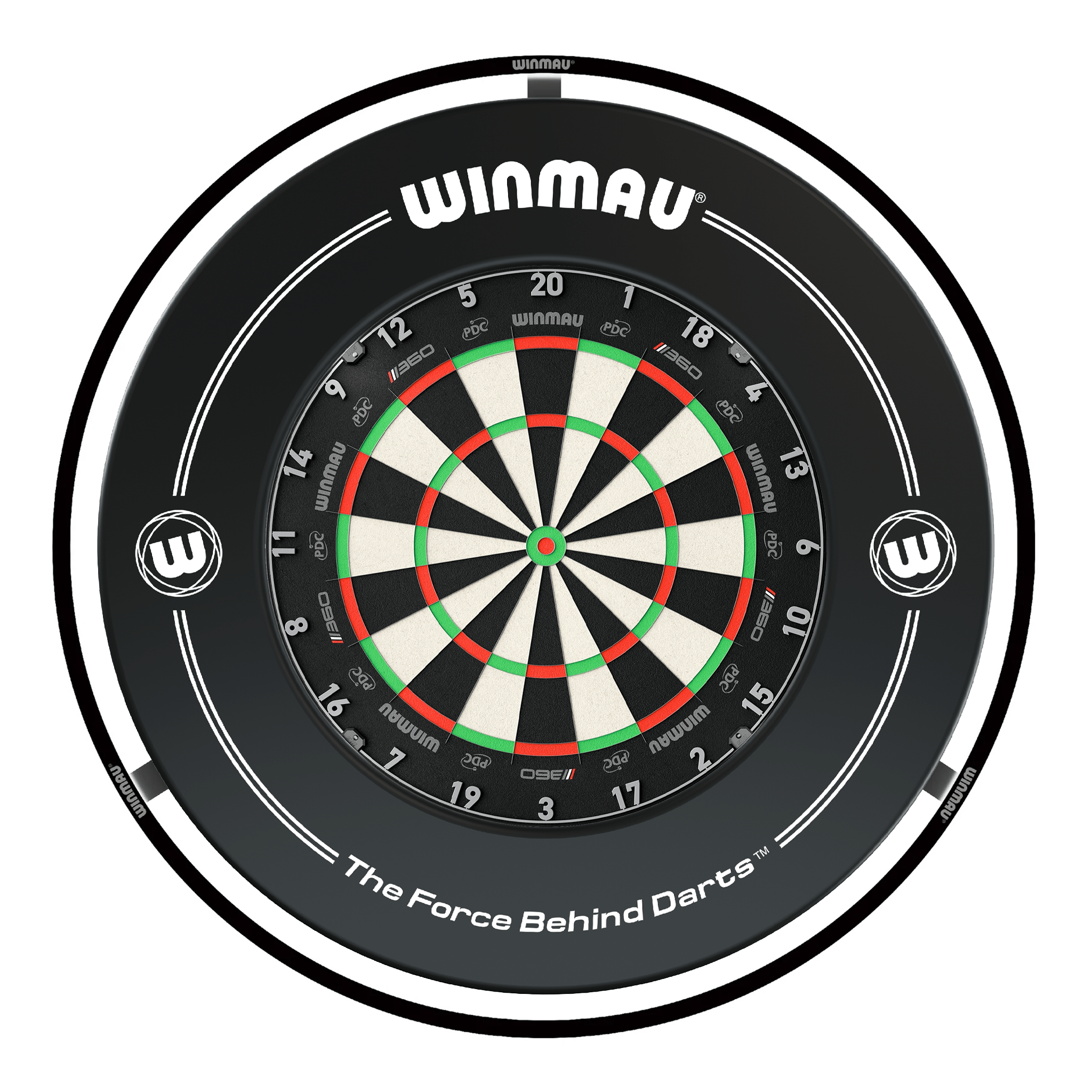Winmau Blade 360 Dartboard, Surround & Black Plasma Light Bundle Blade 360 / Black / Winmau Plasma Black Boards