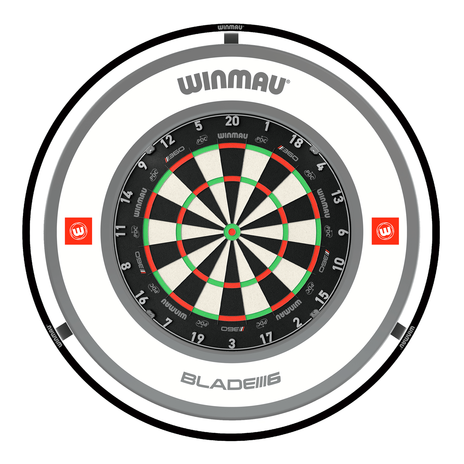 Winmau Blade 360 Dartboard, Surround & Black Plasma Light Bundle Blade 360 / Pro 1.0 White / Winmau Plasma Black Boards