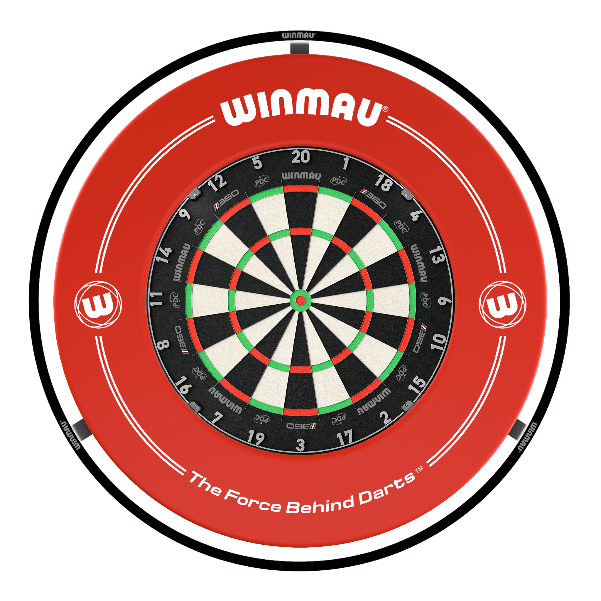Winmau Blade 360 Dartboard, Surround & Black Plasma Light Bundle Blade 360 / Red / Winmau Plasma Black Boards