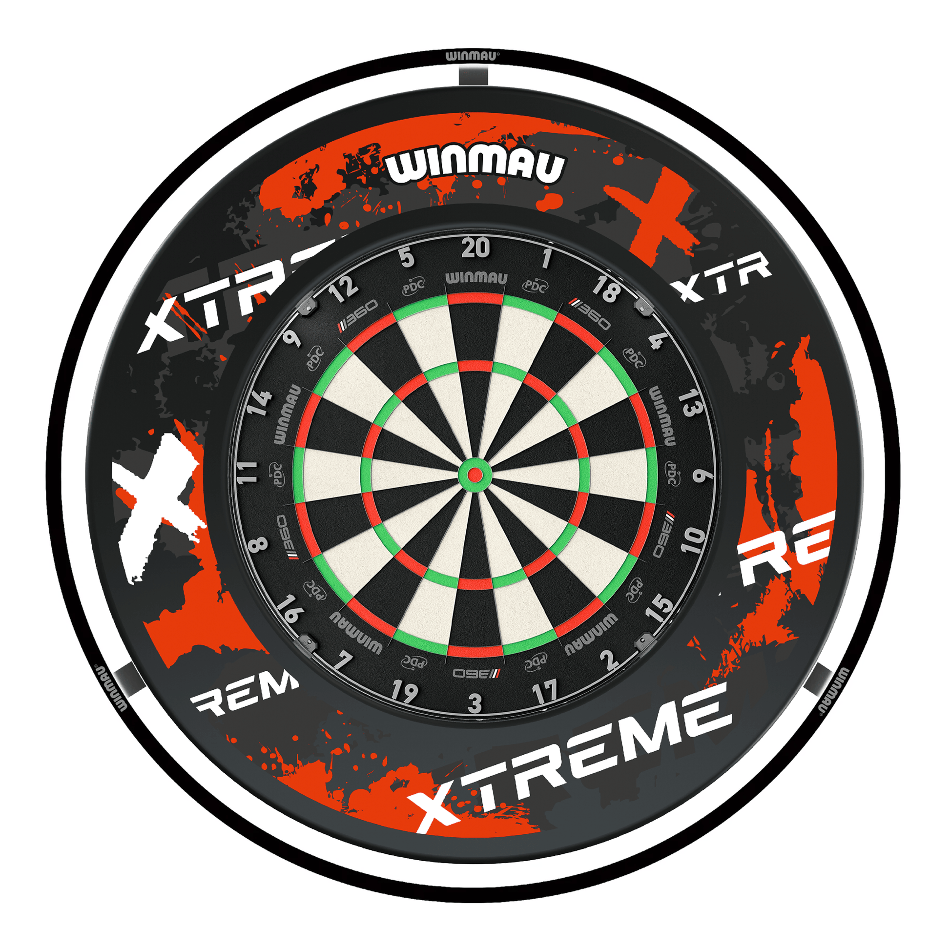 Winmau Blade 360 Dartboard, Surround & Black Plasma Light Bundle Boards