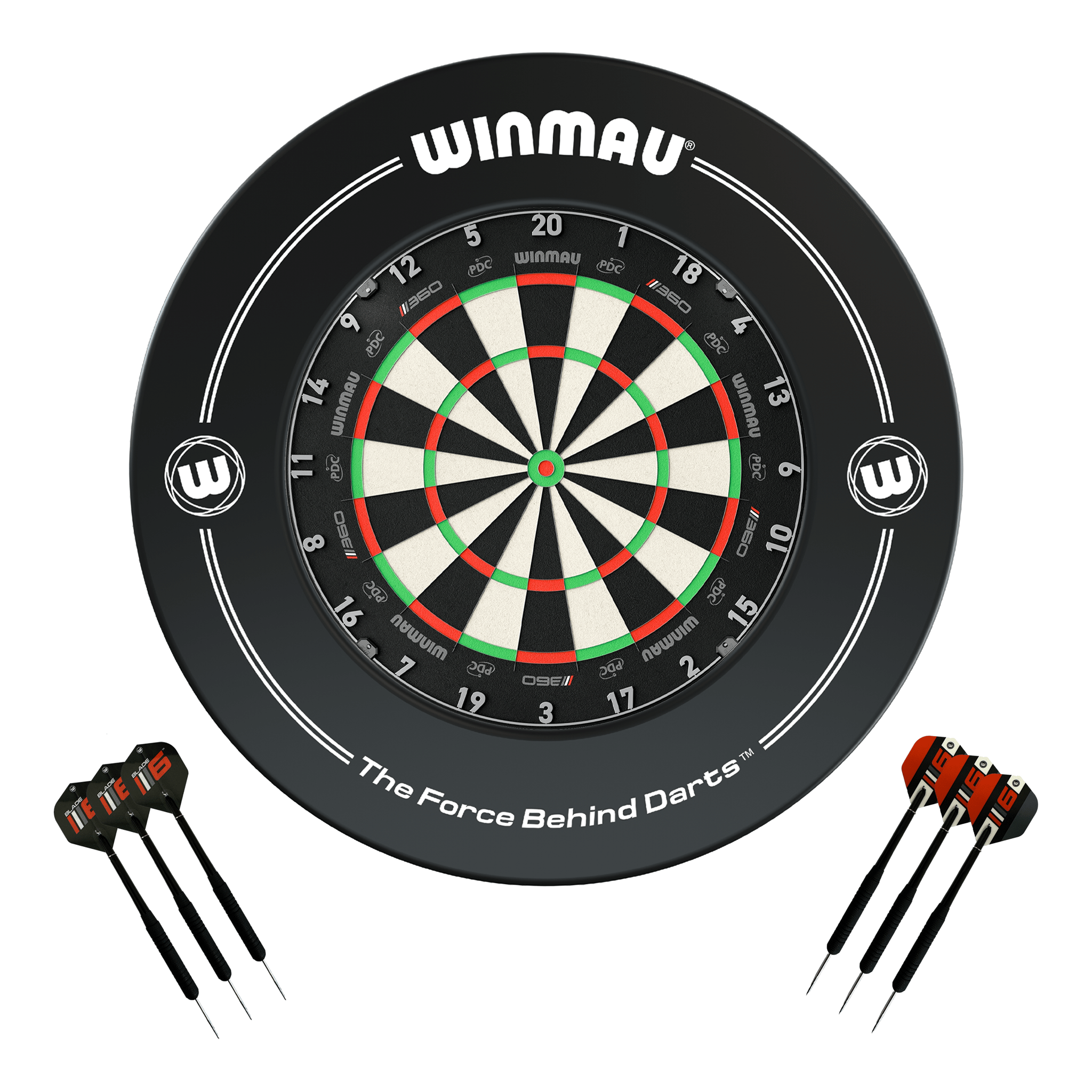 Winmau Blade 360 Dartboard, Surround & Darts - Complete Darts Set Blade 360 / Black Boards