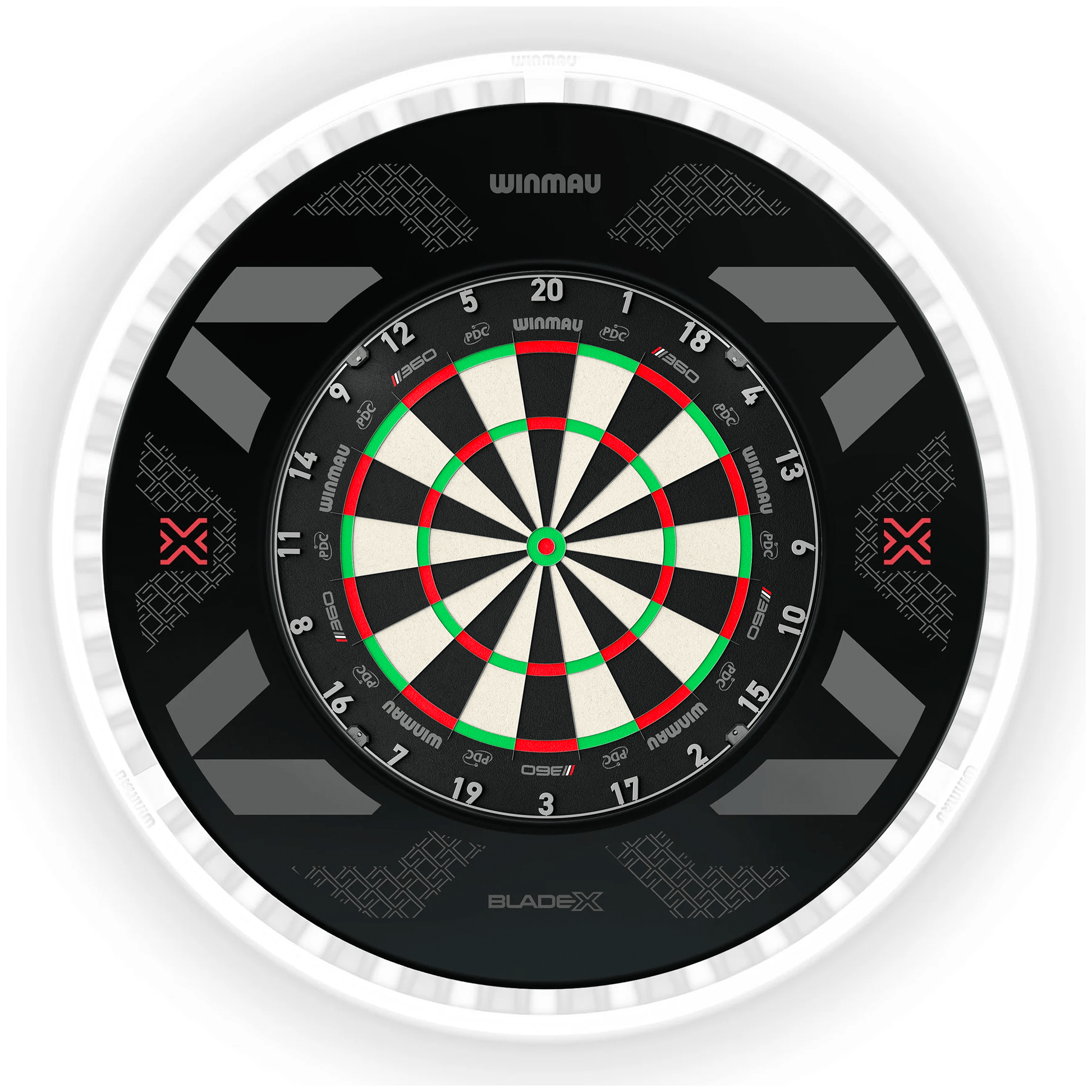 Winmau Blade 360 Dartboard, Surround & Ice White Plasma Light Bundle Blade 360 / Blade X / Winmau Plasma Ice White Boards