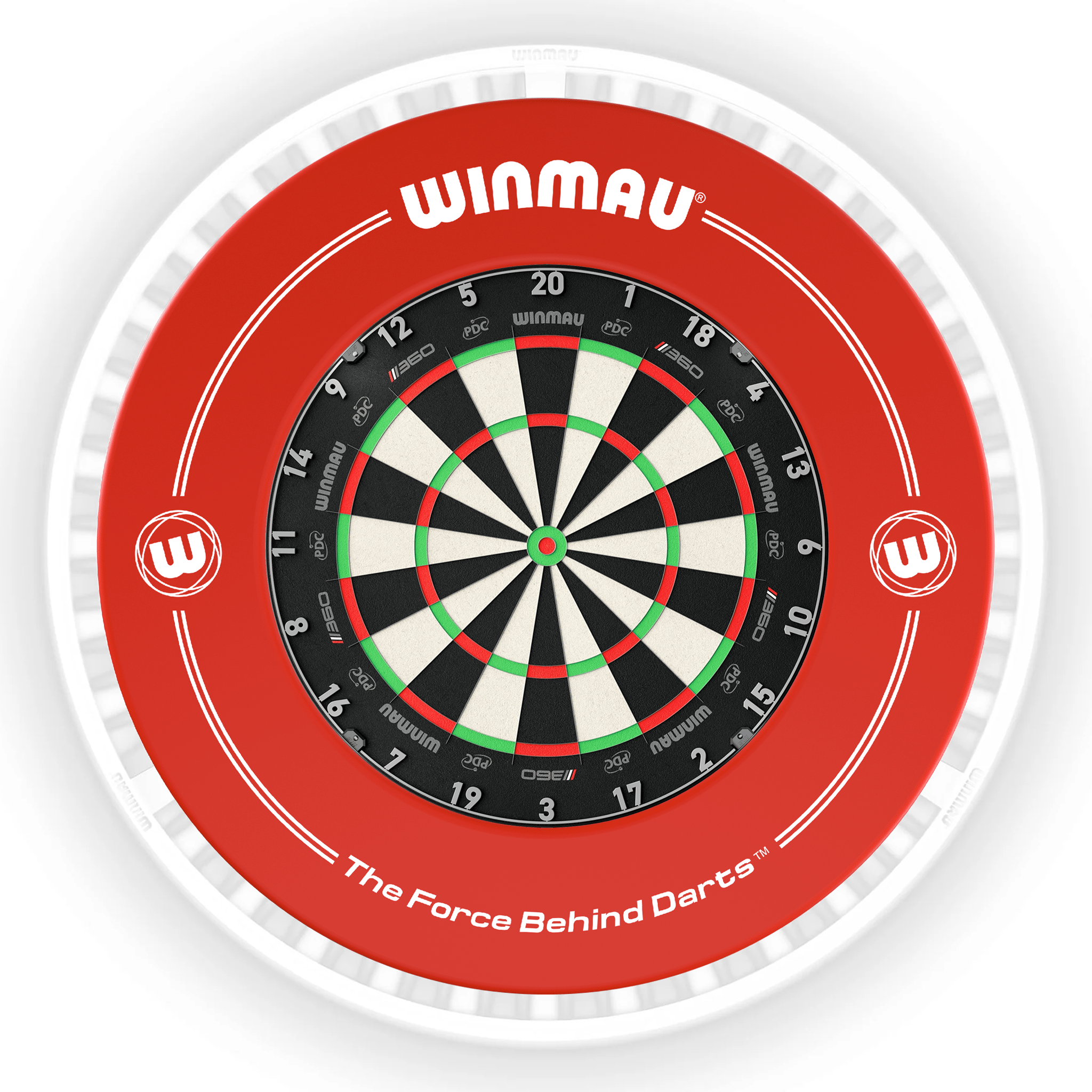 Winmau Blade 360 Dartboard, Surround & Ice White Plasma Light Bundle Blade 360 / PDC Red / Winmau Plasma Ice White Boards
