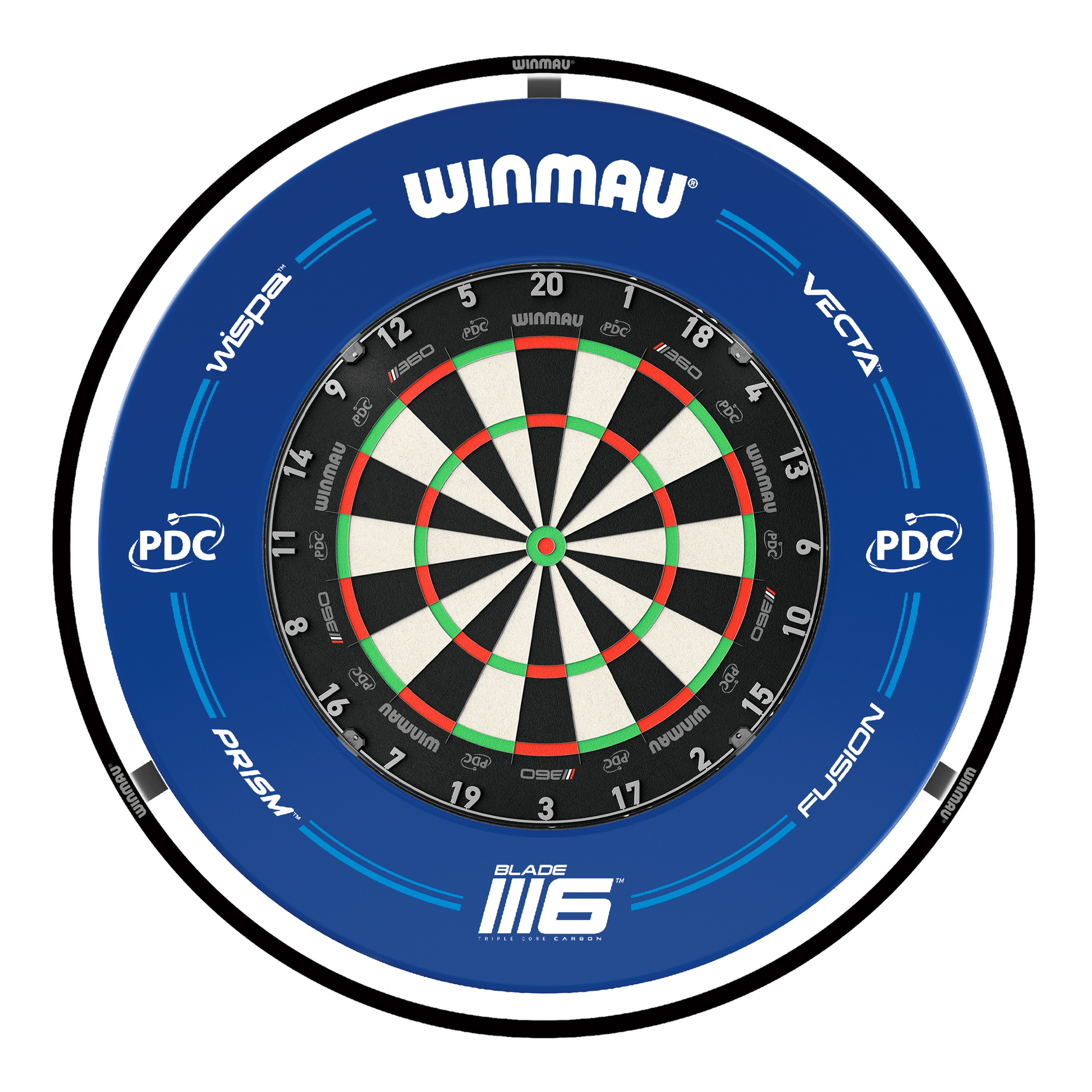 Winmau Blade 360 Dartboard, Surround & Plasma Light Bundle Dartboard Bundles
