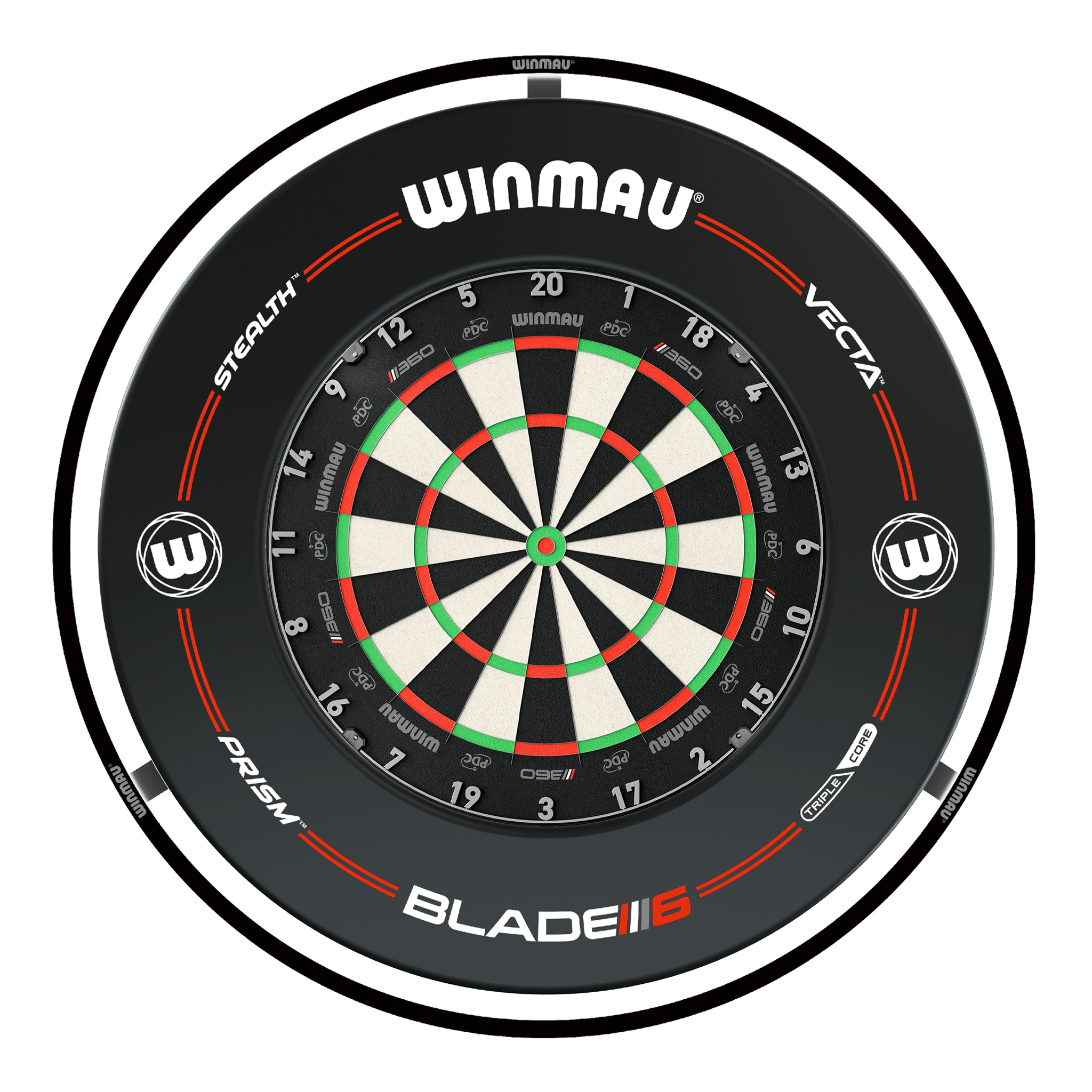 Winmau Blade 360 Dartboard, Surround & Plasma Light Bundle Dartboard Bundles