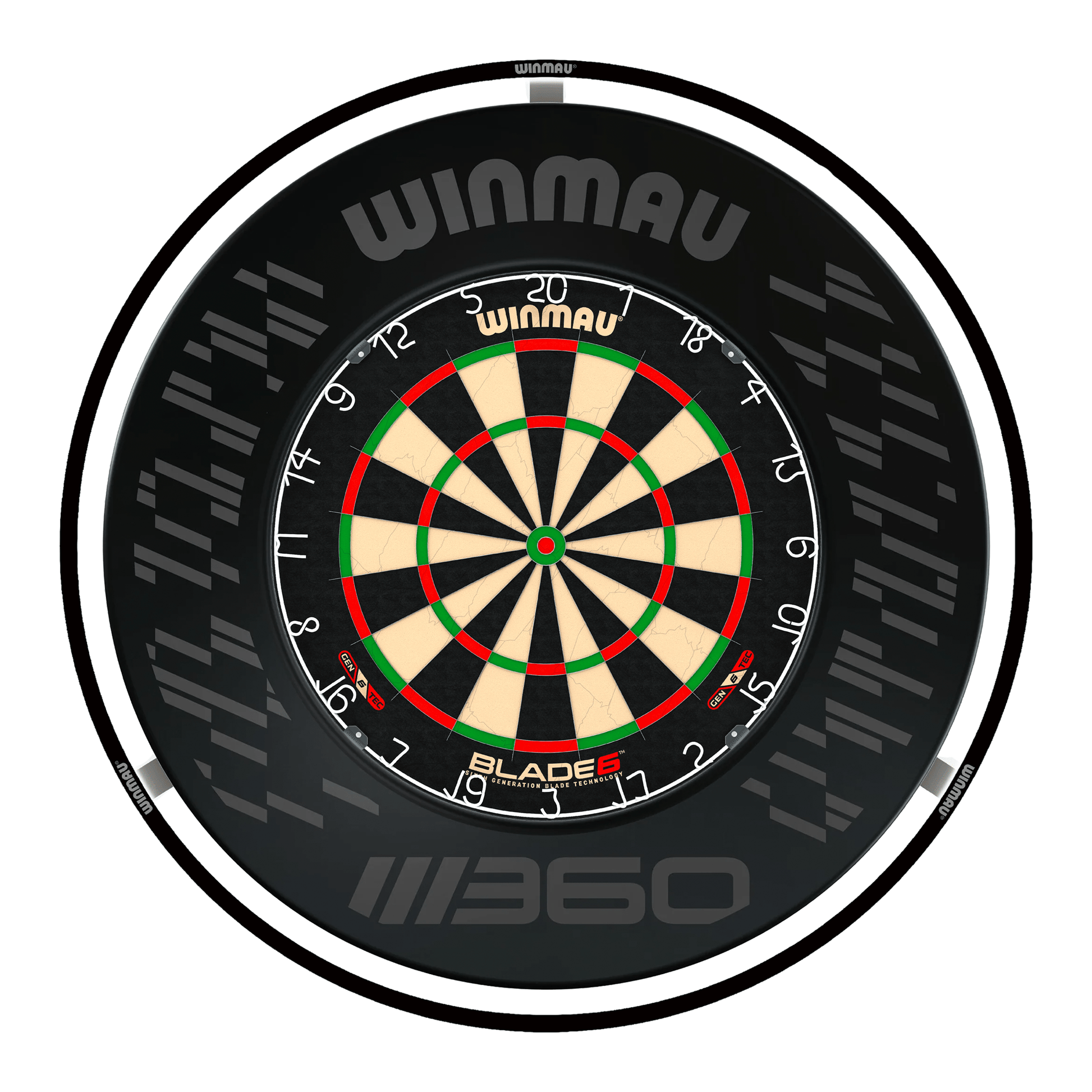Winmau Blade 6 Dartboard, Surround & Black Plasma Light Bundle Blade 6 / Blade 360 / Winmau Plasma Black Boards