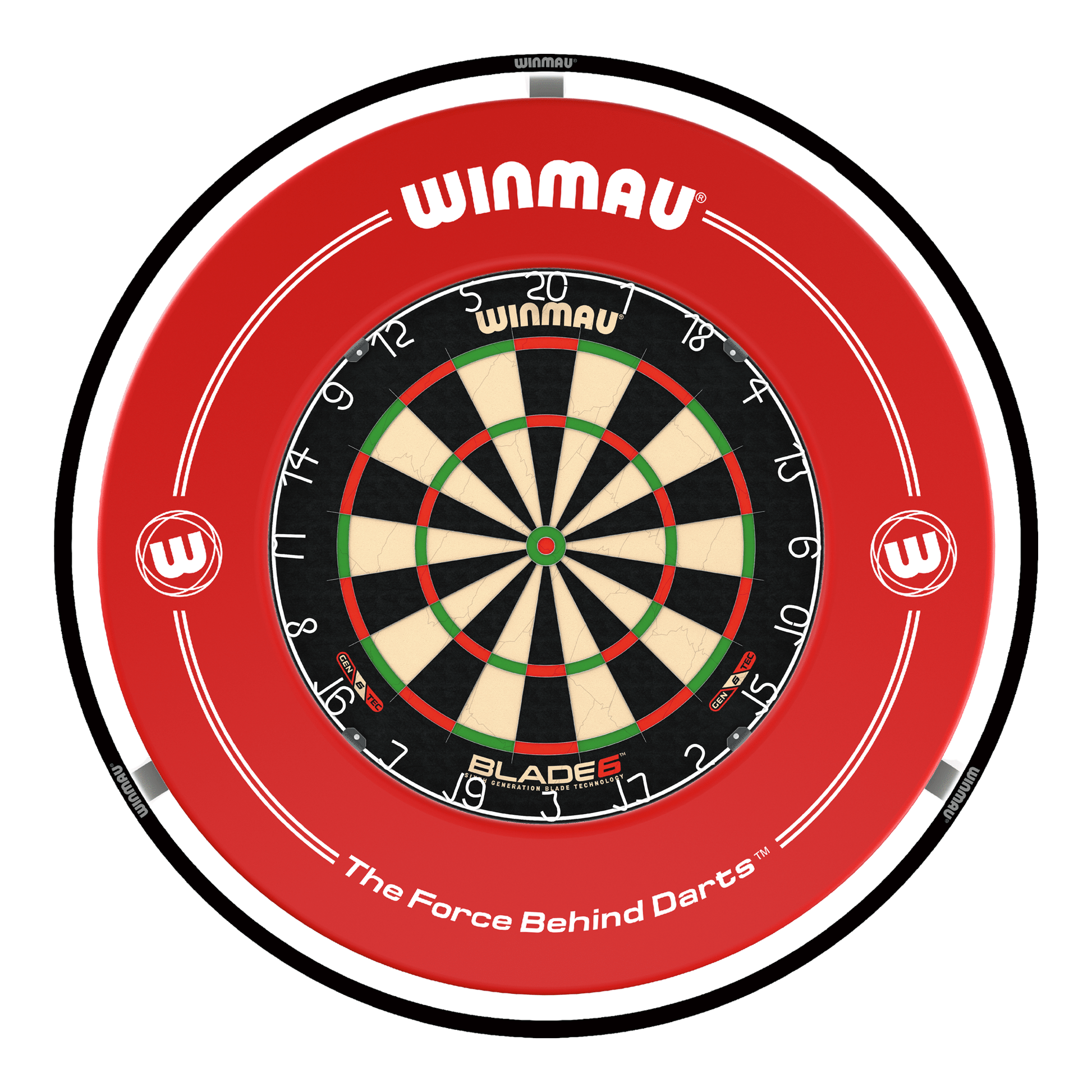 Winmau Blade 6 Dartboard, Surround & Black Plasma Light Bundle Blade 6 / Red / Winmau Plasma Black Boards