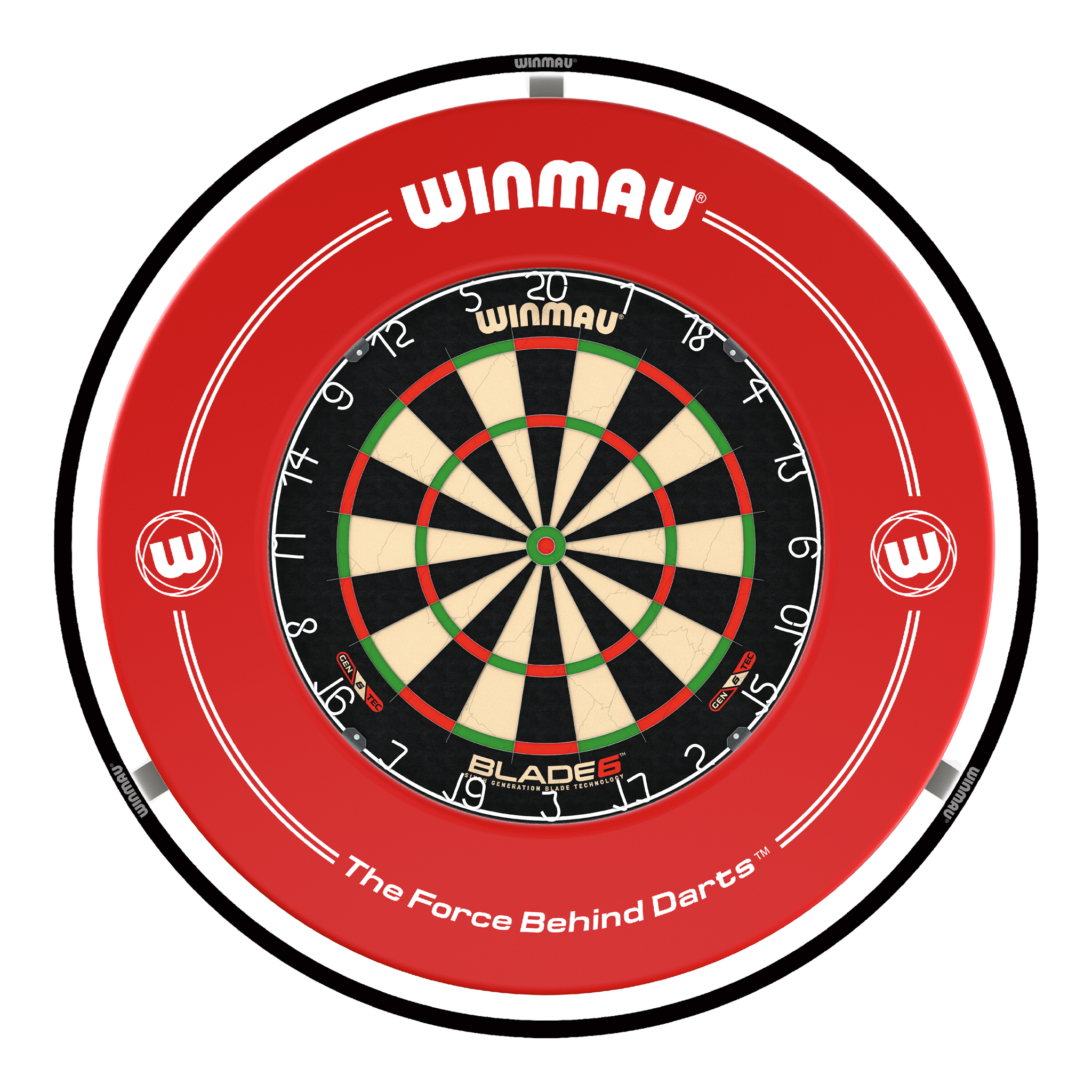 Winmau Blade 6 Dartboard, Surround & Black Plasma Light Bundle Blade 6 / Red / Winmau Plasma Black Boards