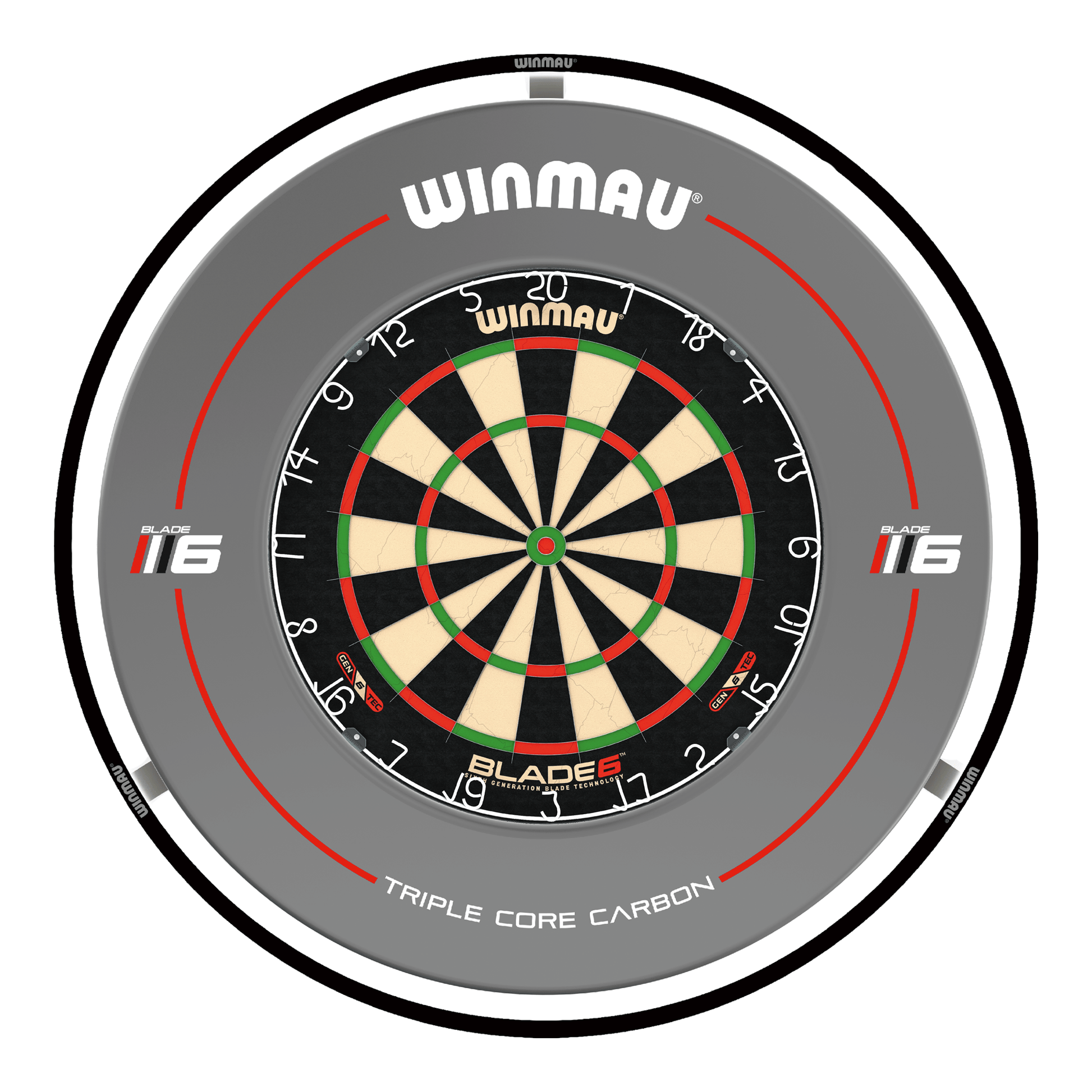 Winmau Blade 6 Dartboard, Surround & Black Plasma Light Bundle Blade 6 / Triple Core / Winmau Plasma Black Boards