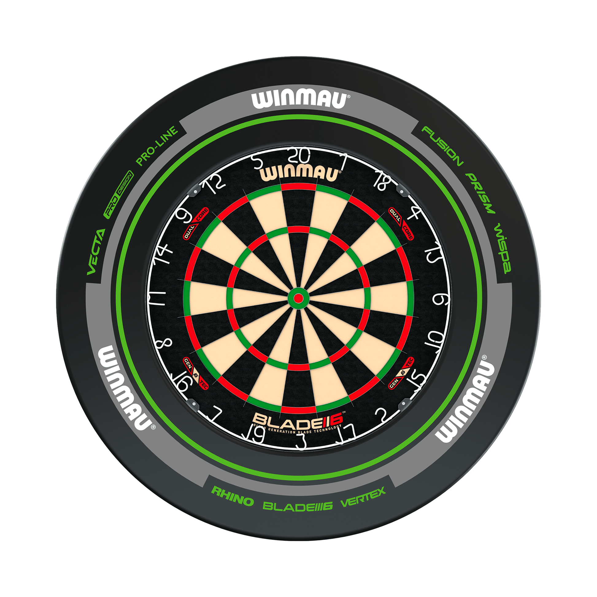 Winmau Blade 6 Dartboard & Surround Bundle Blade 6 Dual Core / Advance Black/Green Boards