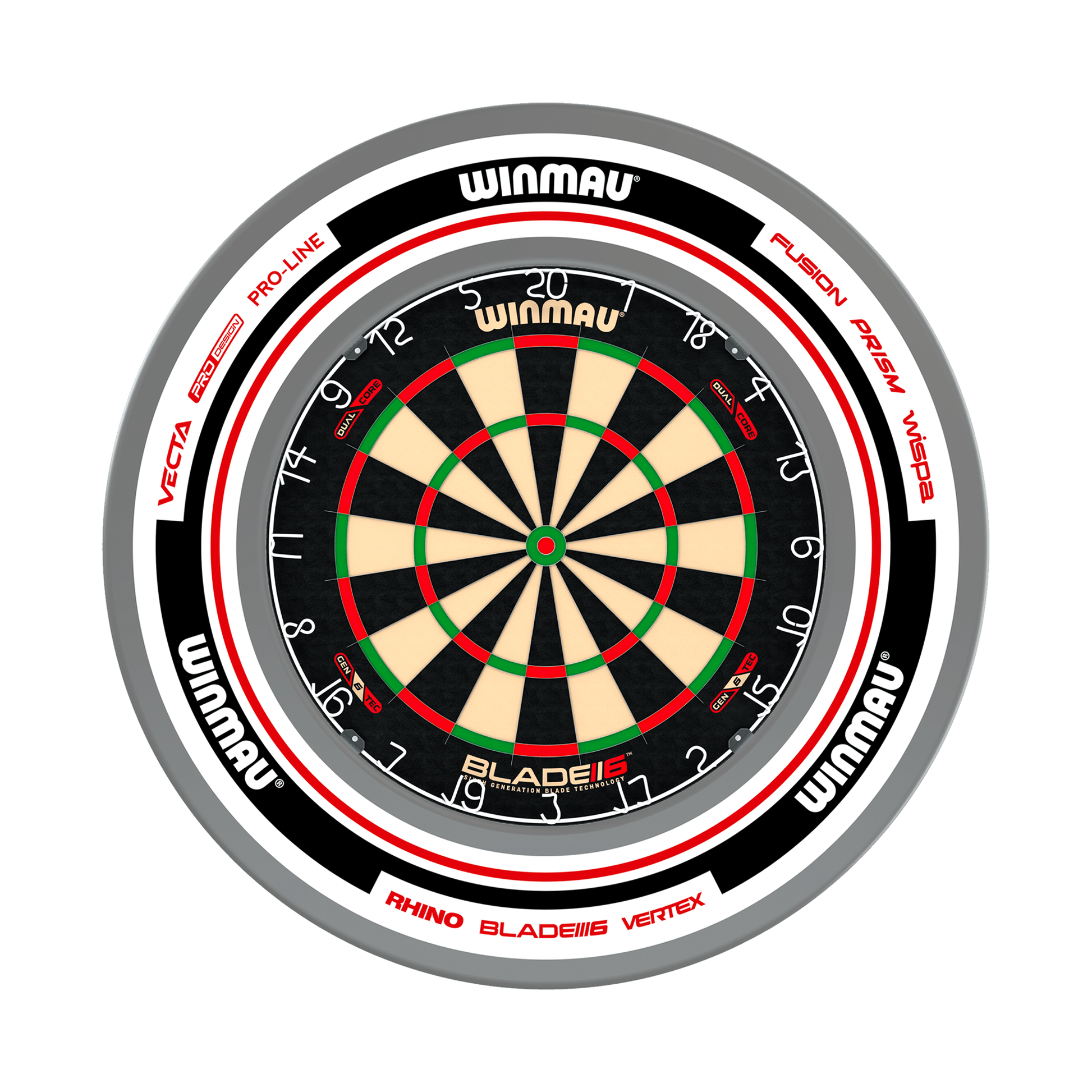 Winmau Blade 6 Dartboard & Surround Bundle Blade 6 Dual Core / Advance White/Red Boards
