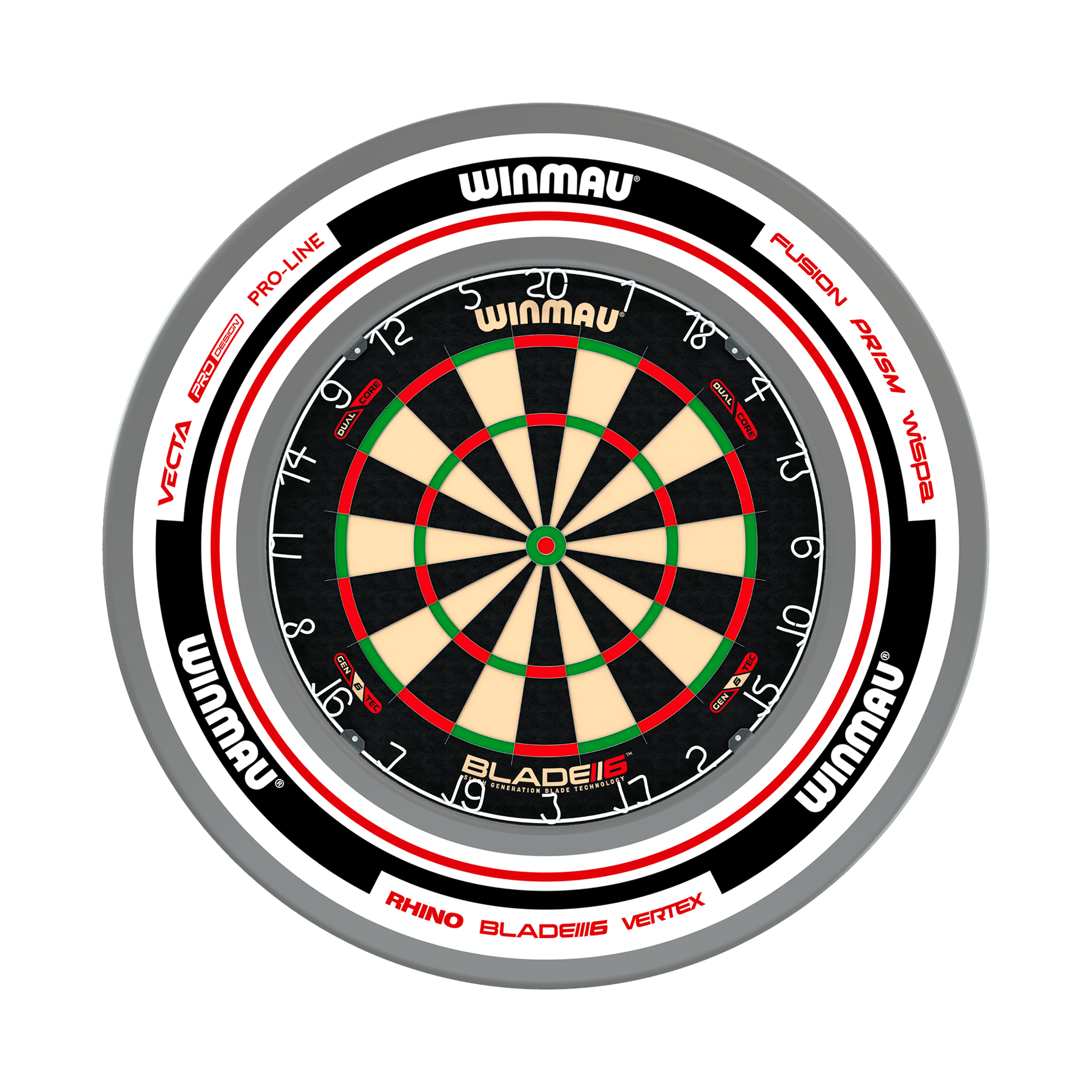 Winmau Blade 6 Dartboard & Surround Bundle Blade 6 Dual Core / Advance White/Red Boards