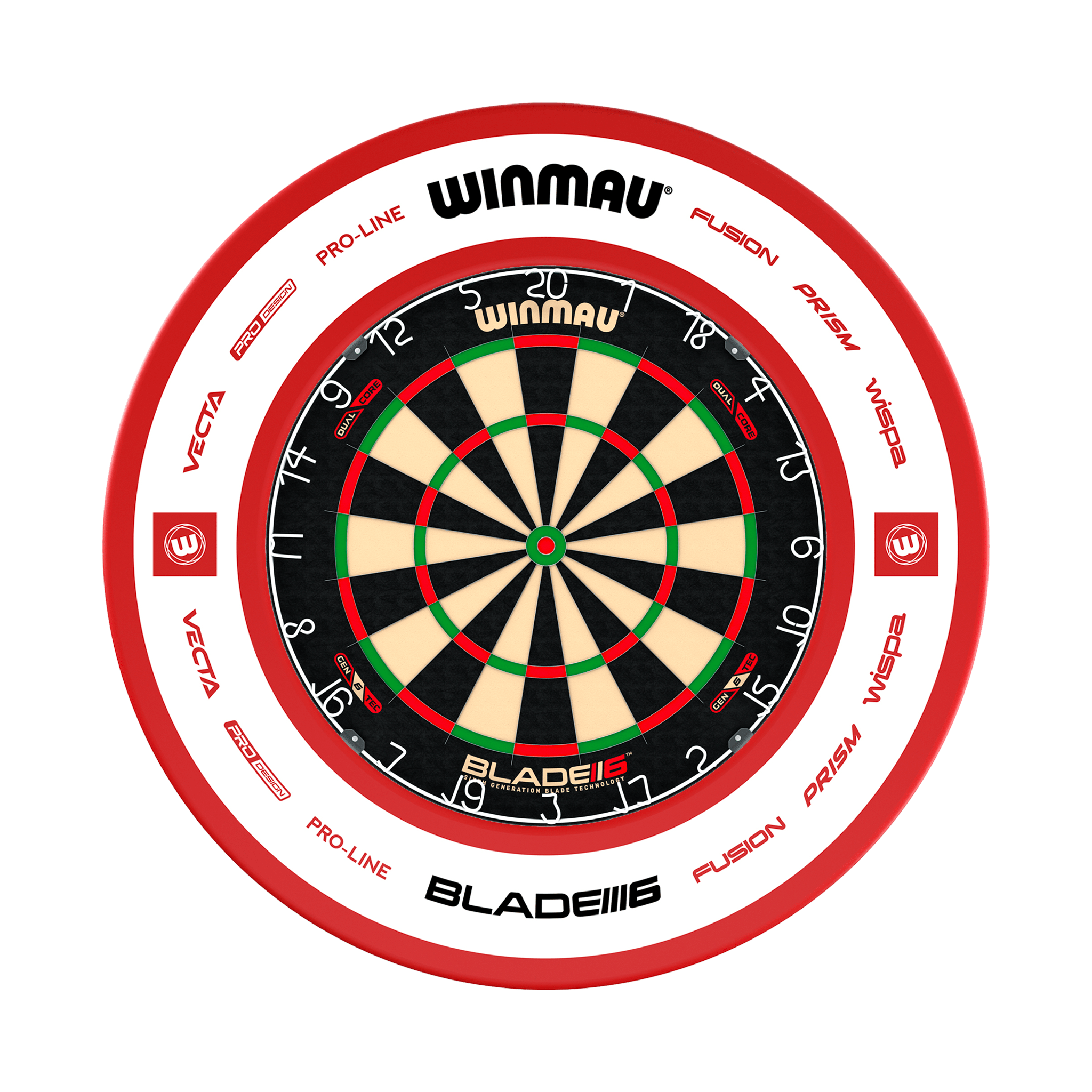 Winmau Blade 6 Dartboard & Surround Bundle Blade 6 Dual Core / Pro 2.0 Red Boards