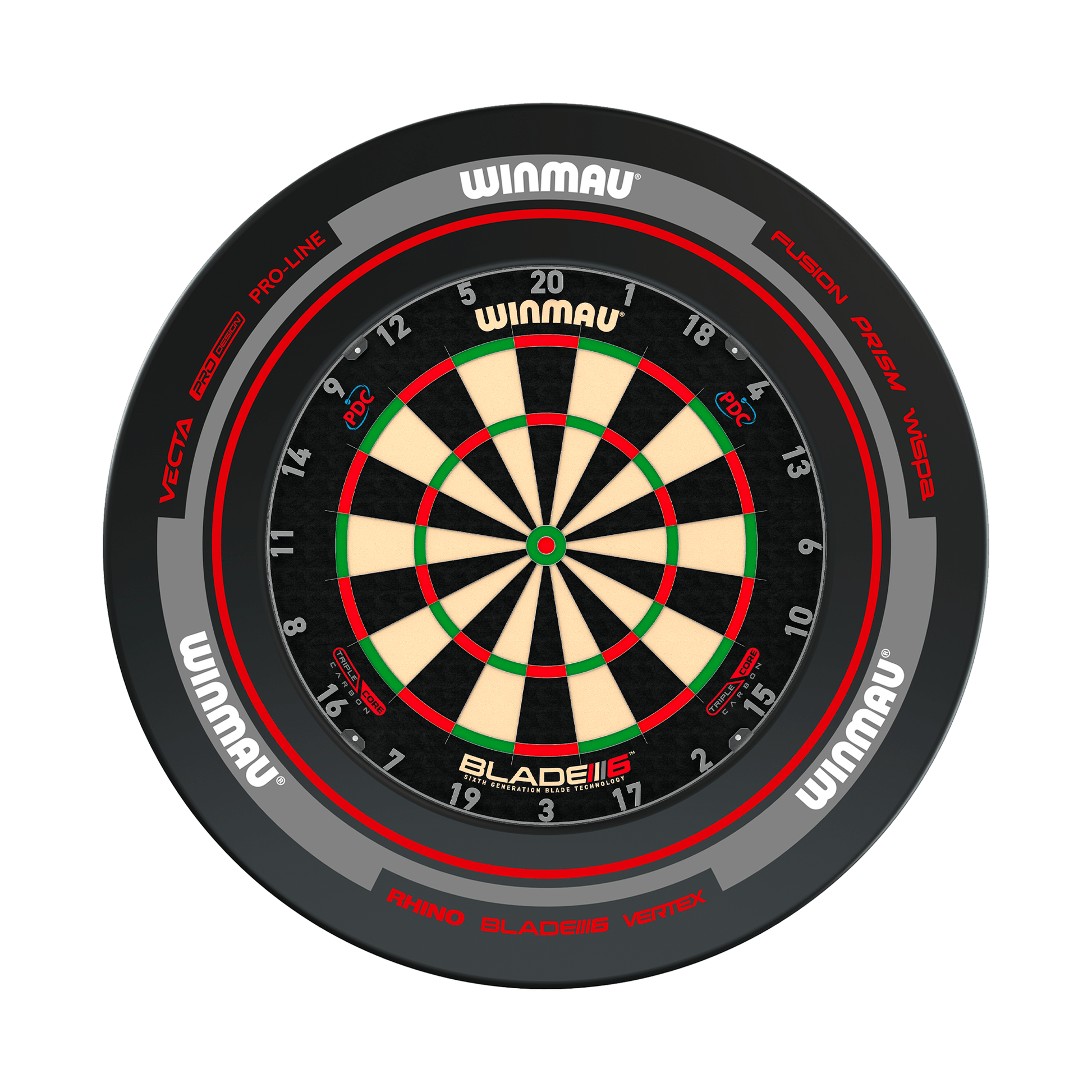 Winmau Blade 6 Dartboard & Surround Bundle Blade 6 Triple Core / Advance Black/Red Boards