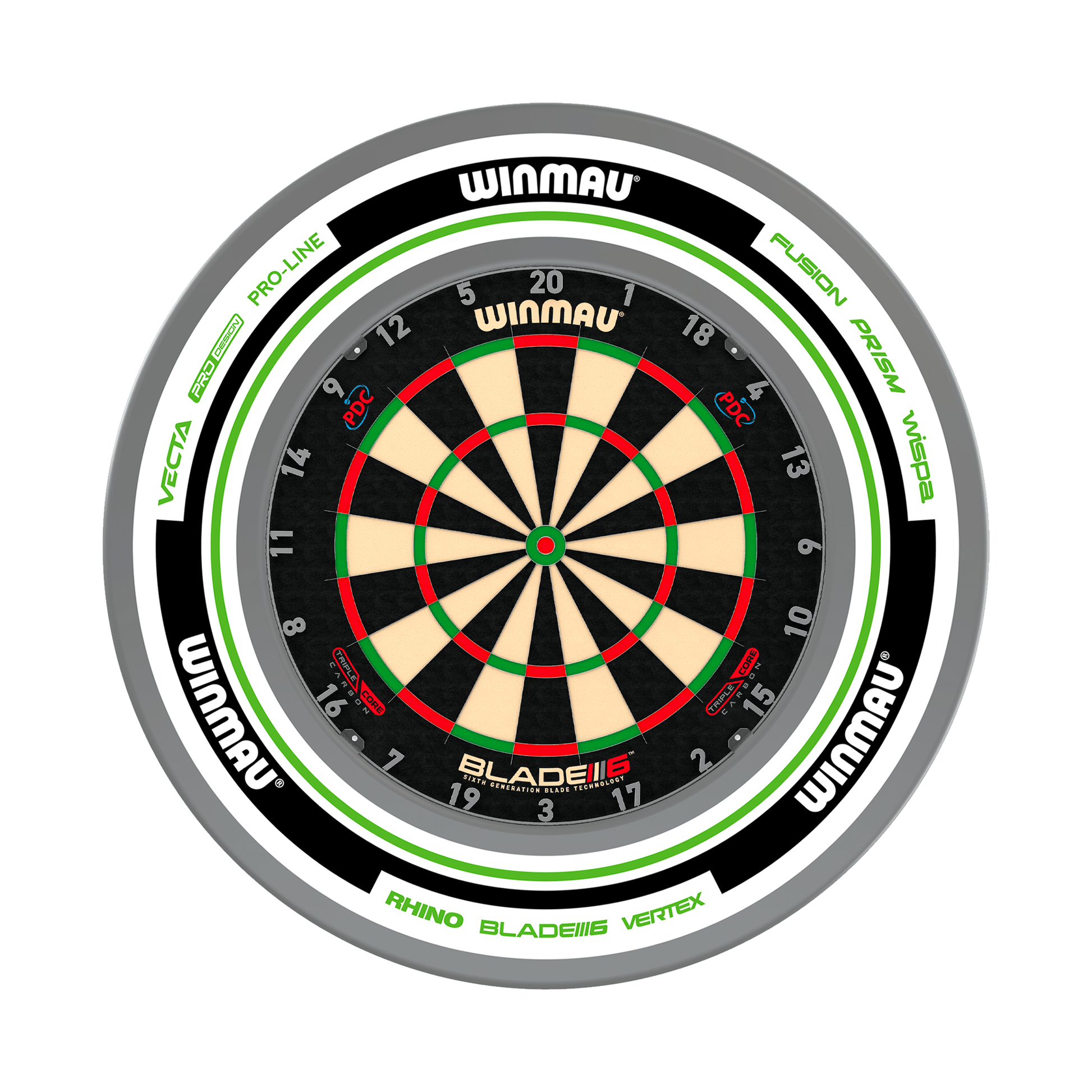 Winmau Blade 6 Dartboard & Surround Bundle Blade 6 Triple Core / Advance White/Green Boards