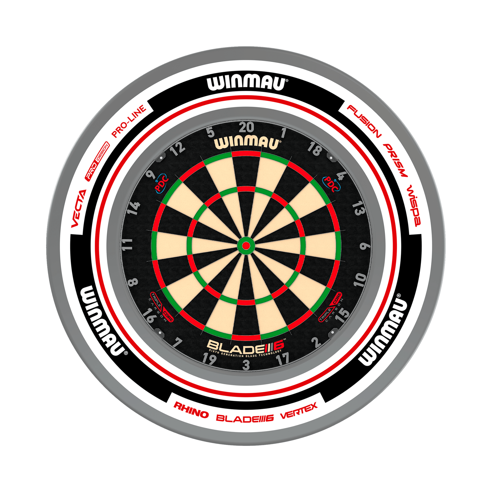 Winmau Blade 6 Dartboard & Surround Bundle Blade 6 Triple Core / Advance White/Red Boards