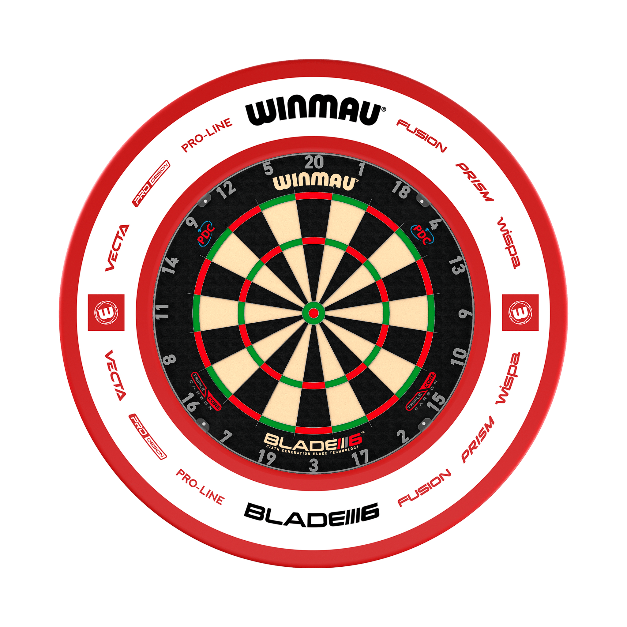 Winmau Blade 6 Dartboard & Surround Bundle Blade 6 Triple Core / Pro 2.0 Red Boards