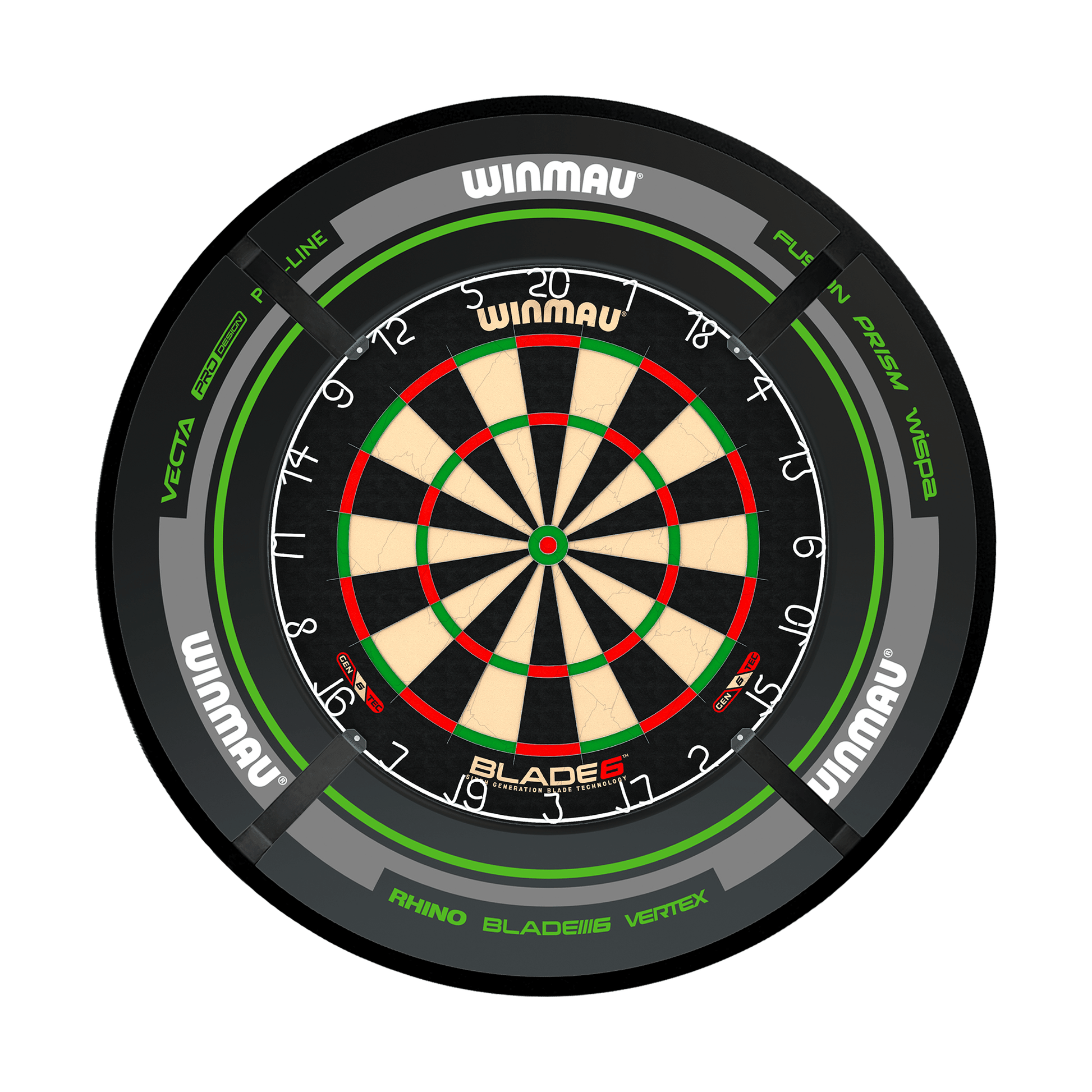 Winmau Blade 6 Dartboard, Surround & Corona Light Bundle Blade 6 / Advance Black/Green / Target Corona Vision Boards