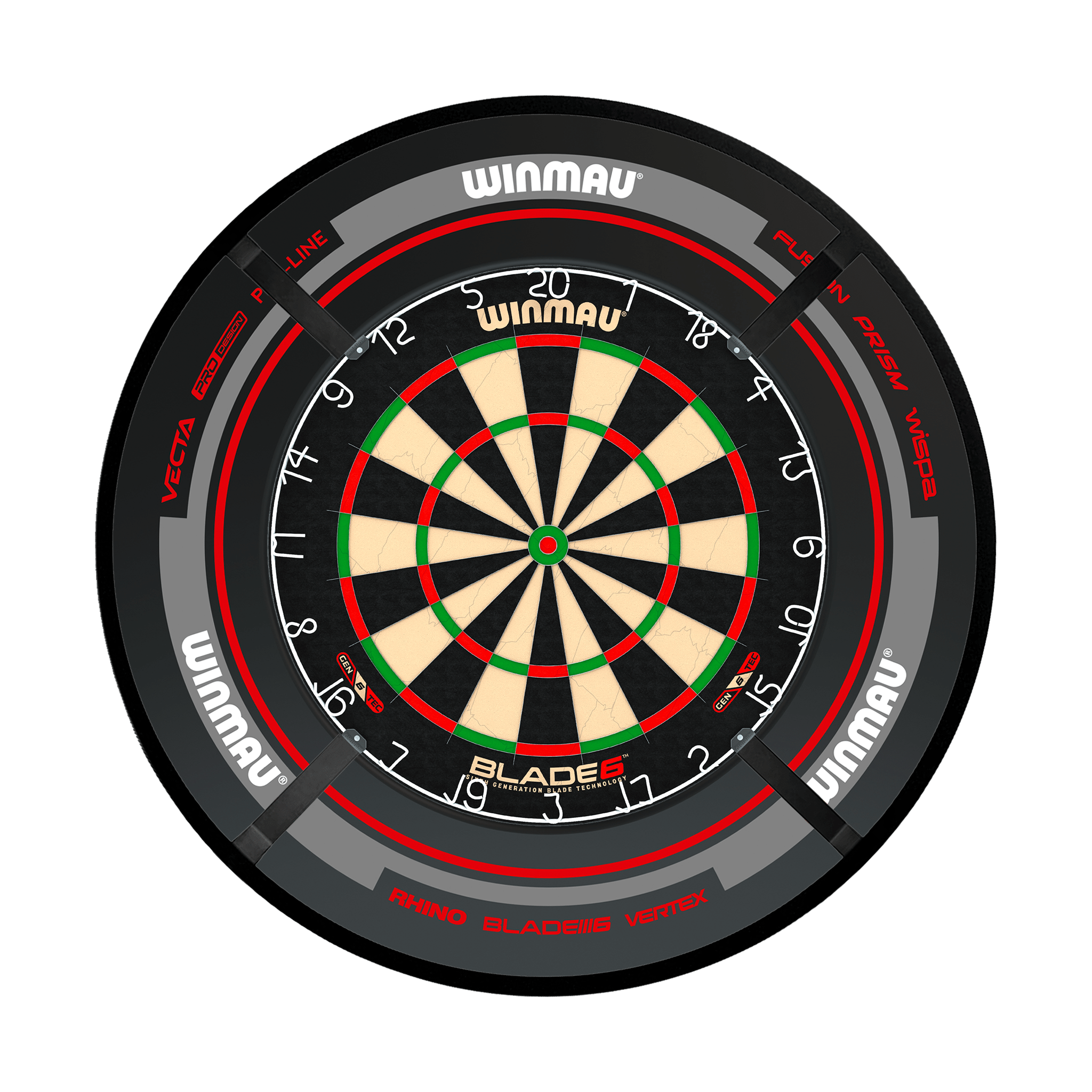 Winmau Blade 6 Dartboard, Surround & Corona Light Bundle Blade 6 / Advance Black/Red / Target Corona Vision Boards