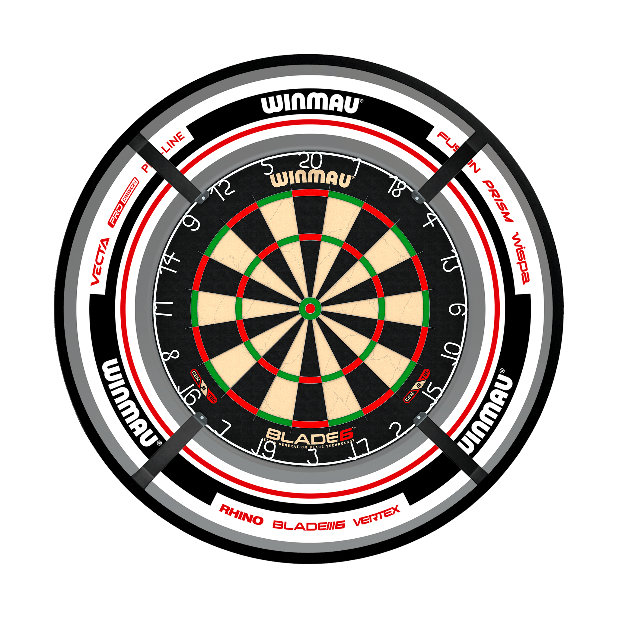 Winmau Blade 6 Dartboard, Surround & Corona Light Bundle Blade 6 / Advance White/Red / Target Corona Vision Boards