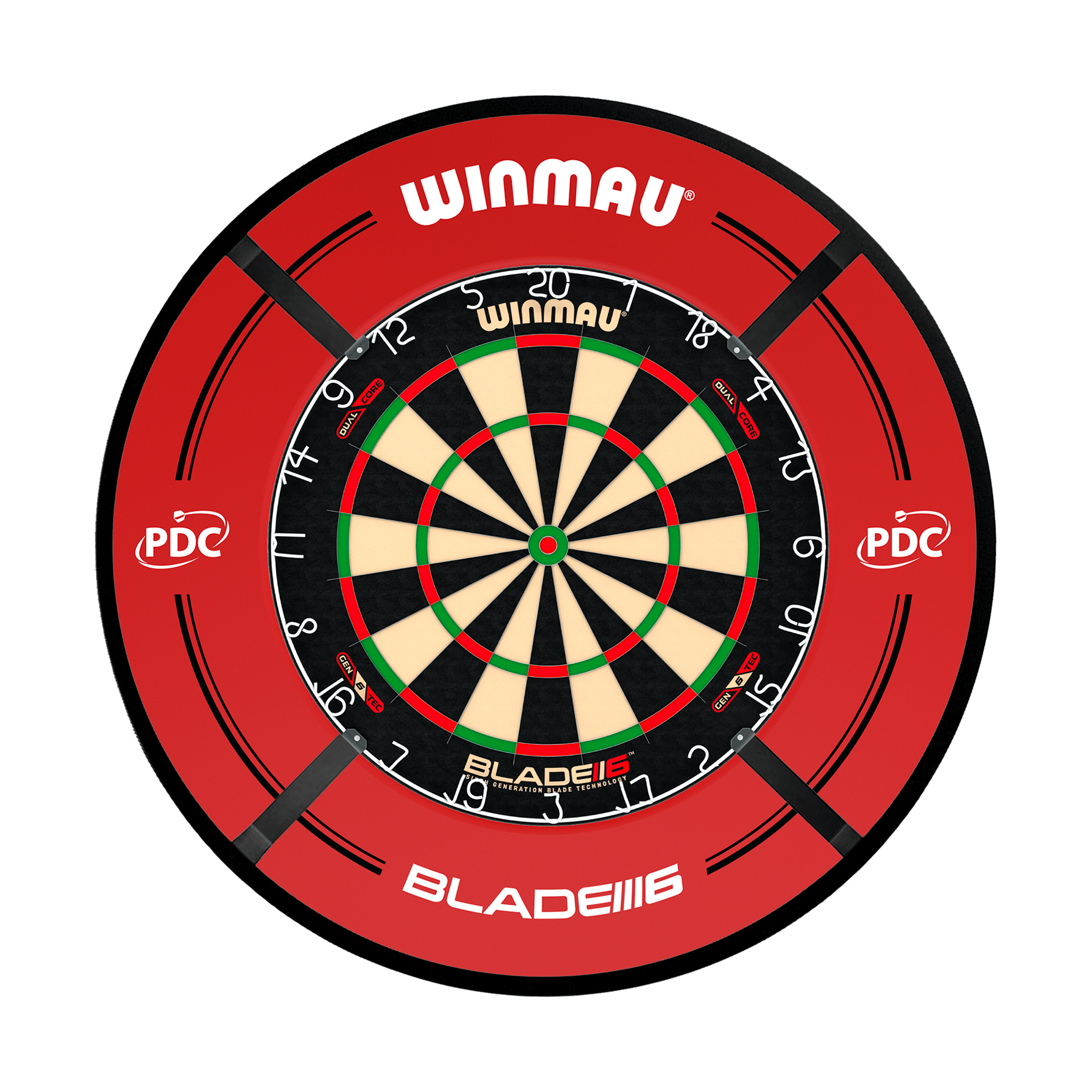 Winmau Blade 6 Dartboard, Surround & Corona Light Bundle Blade 6 Dual Core / PDC Red / Target Corona Vision Boards