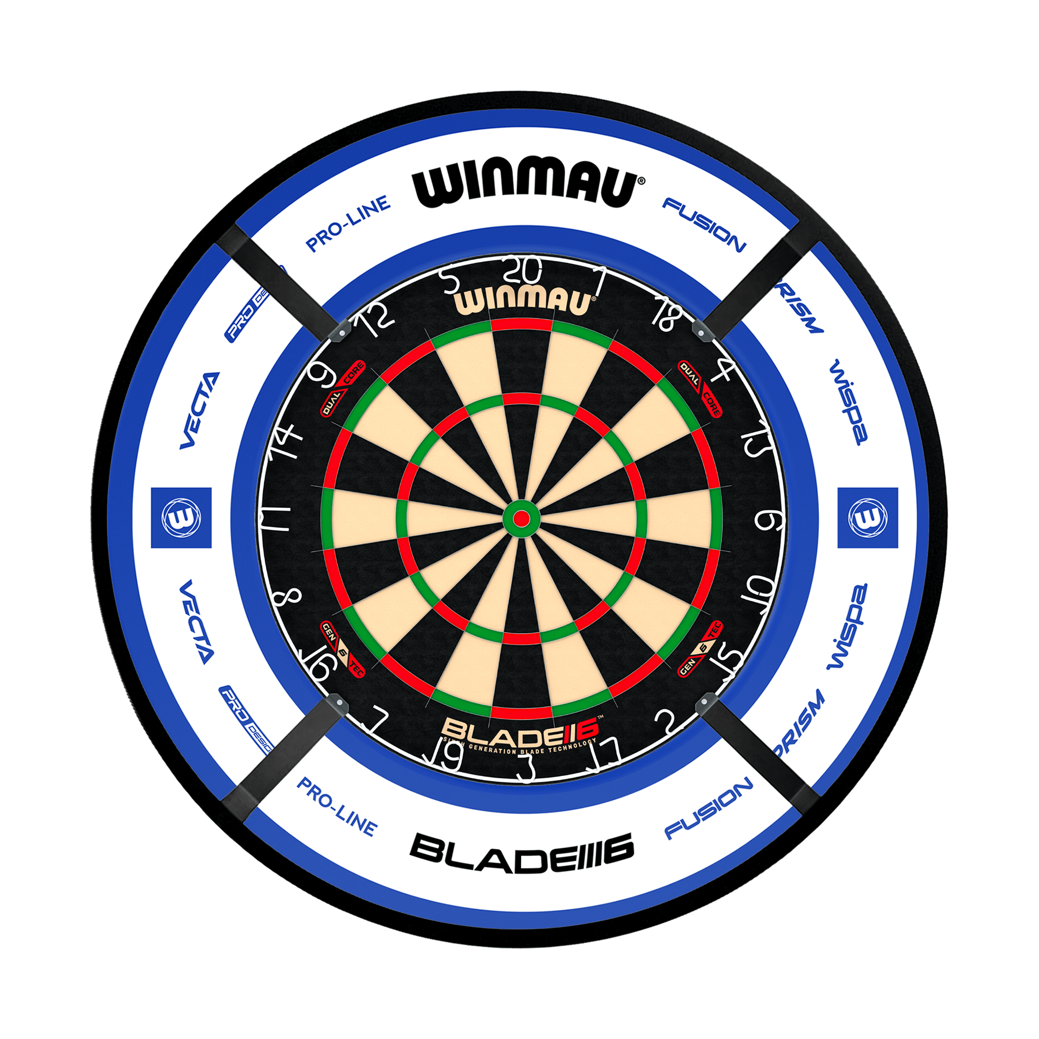 Winmau Blade 6 Dartboard, Surround & Corona Light Bundle Blade 6 Dual Core / Pro 2.0 Blue / Target Corona Vision Boards