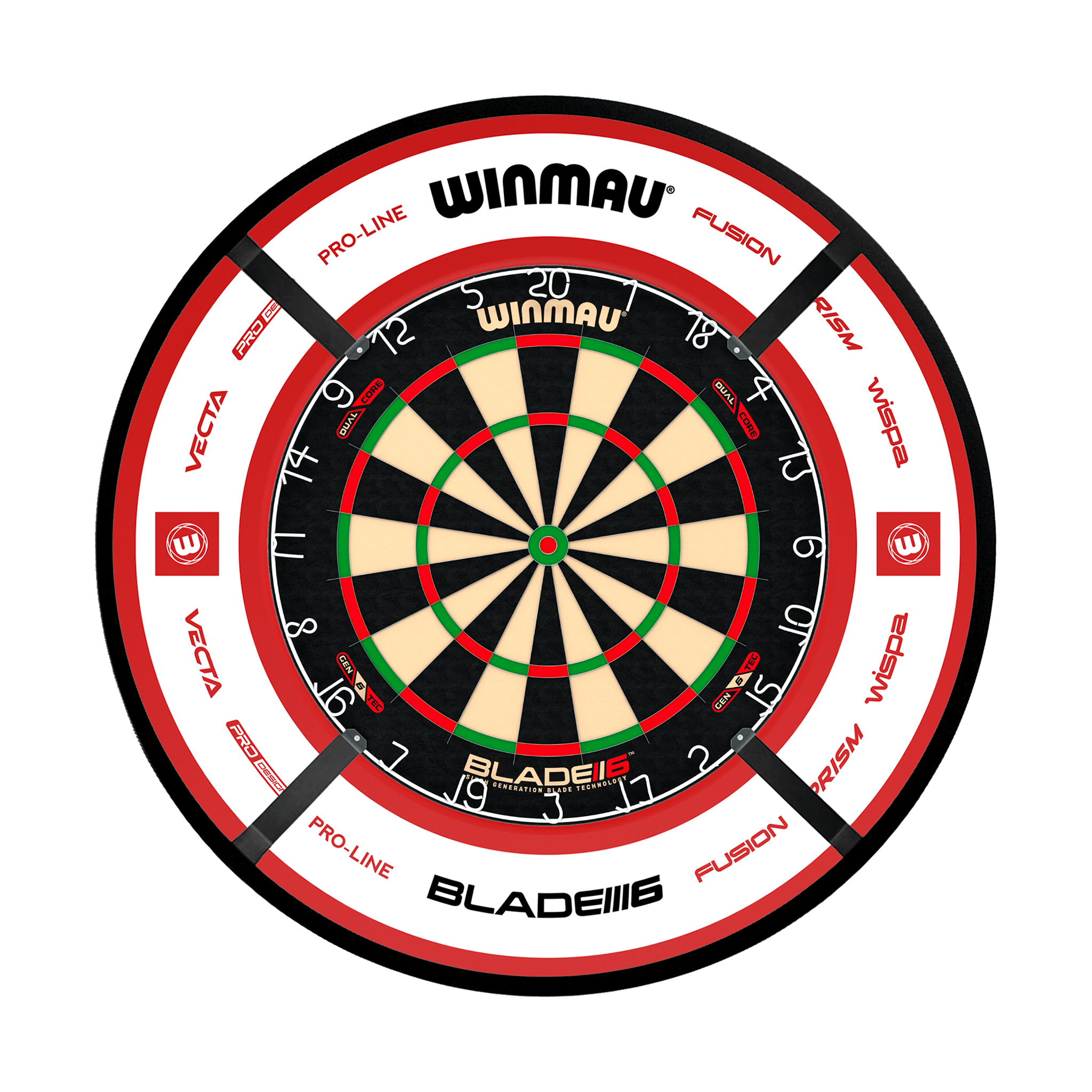 Winmau Blade 6 Dartboard, Surround & Corona Light Bundle Blade 6 Dual Core / Pro 2.0 Red / Target Corona Vision Boards