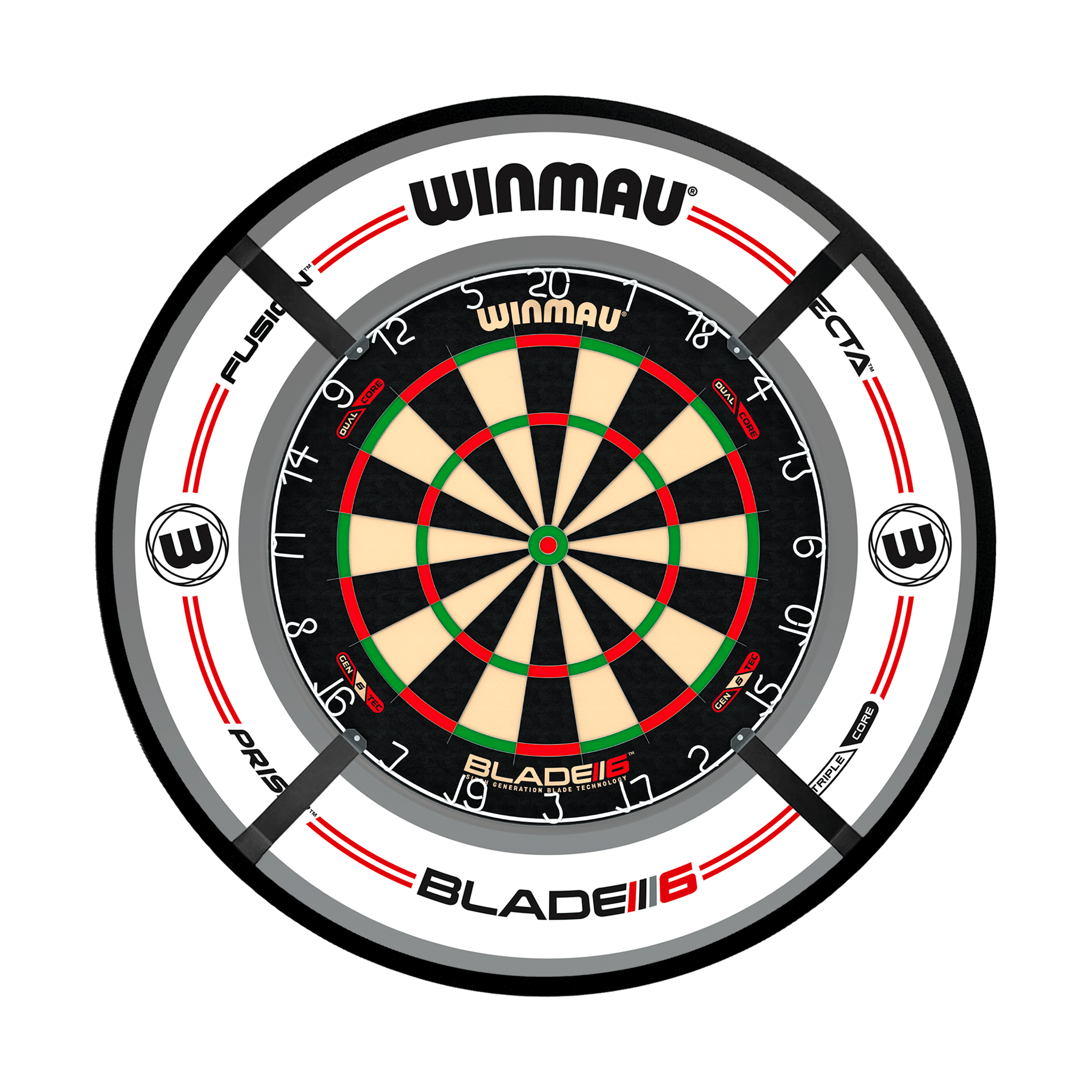 Winmau Blade 6 Dartboard, Surround & Corona Light Bundle Blade 6 Dual Core / Pro-Line White / Target Corona Vision Boards