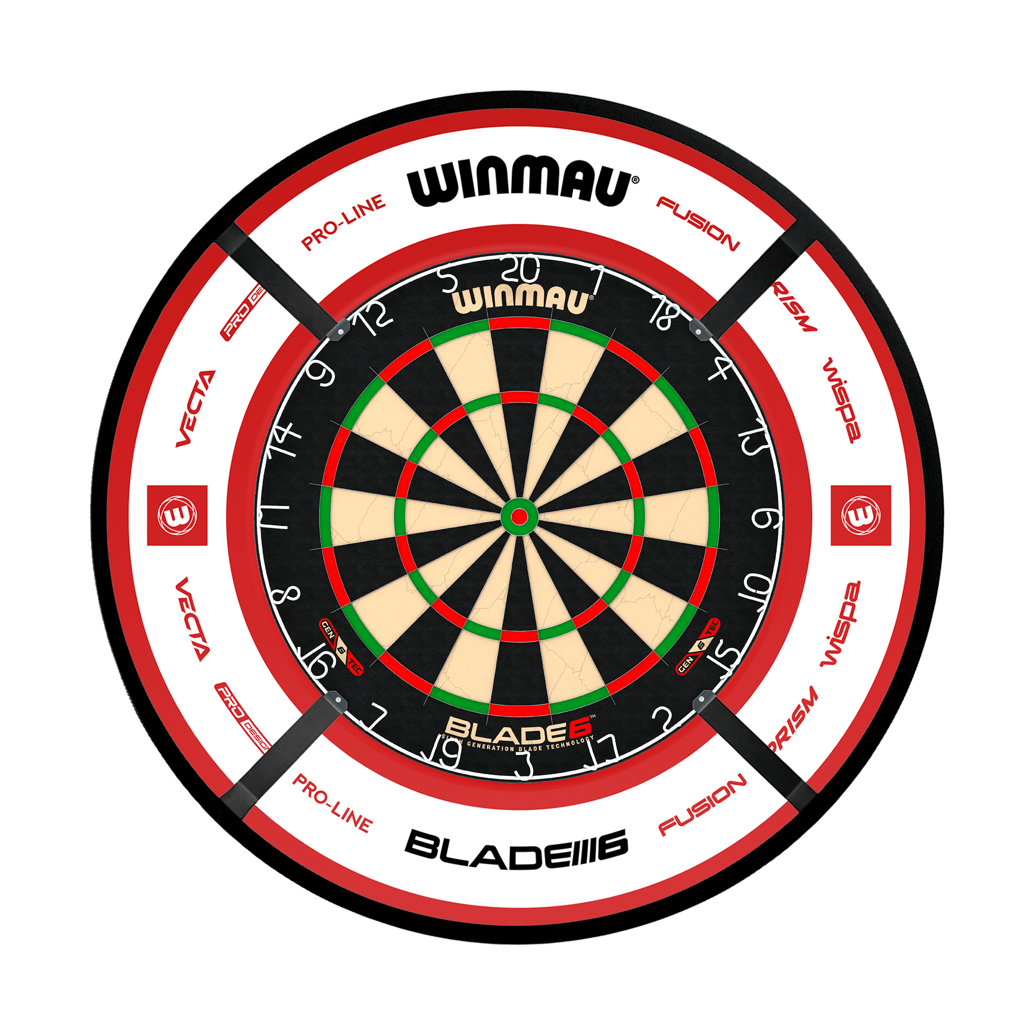 Winmau Blade 6 Dartboard, Surround & Corona Light Bundle Blade 6 / Pro 2.0 Red / Target Corona Vision Boards