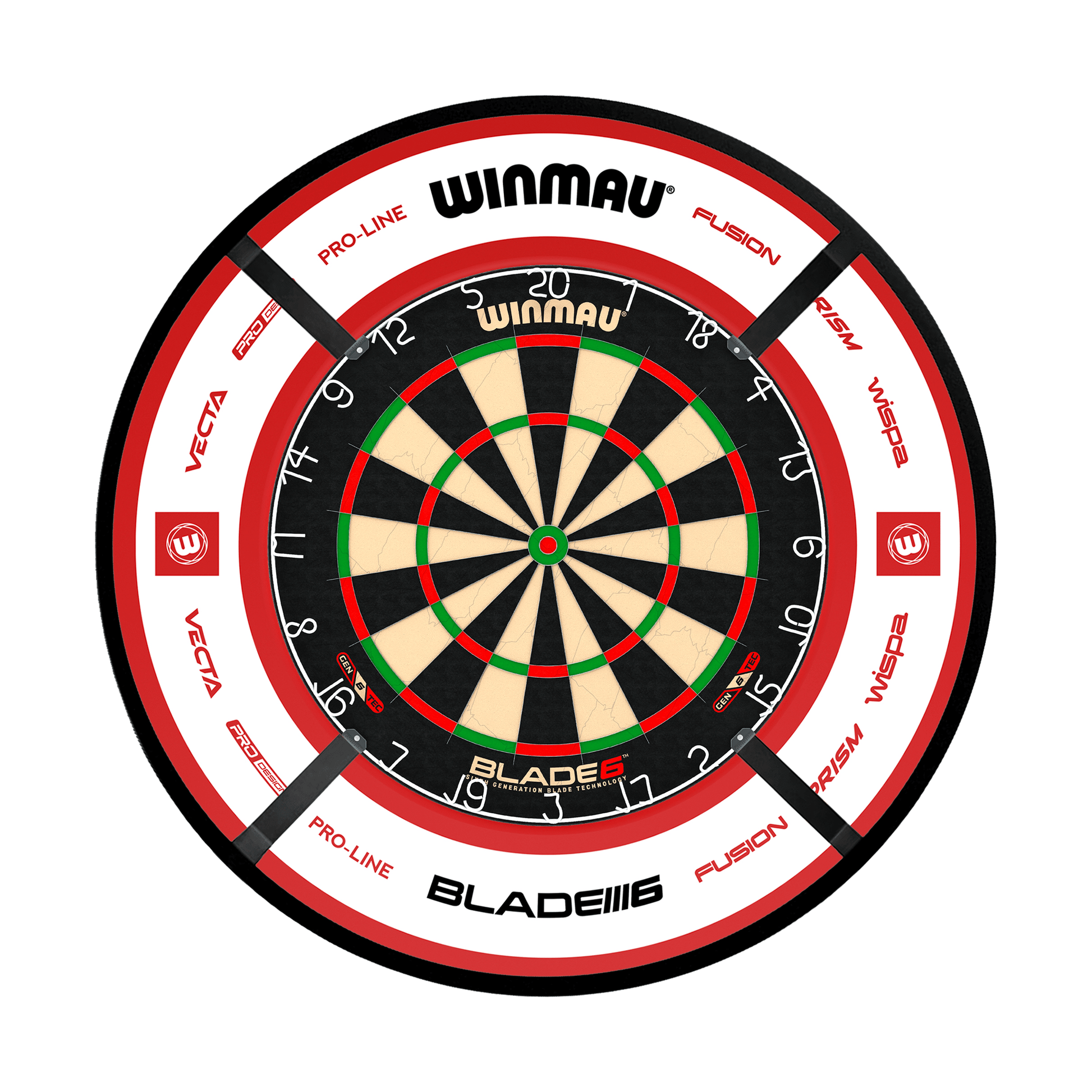 Winmau Blade 6 Dartboard, Surround & Corona Light Bundle Blade 6 / Pro 2.0 Red / Target Corona Vision Boards